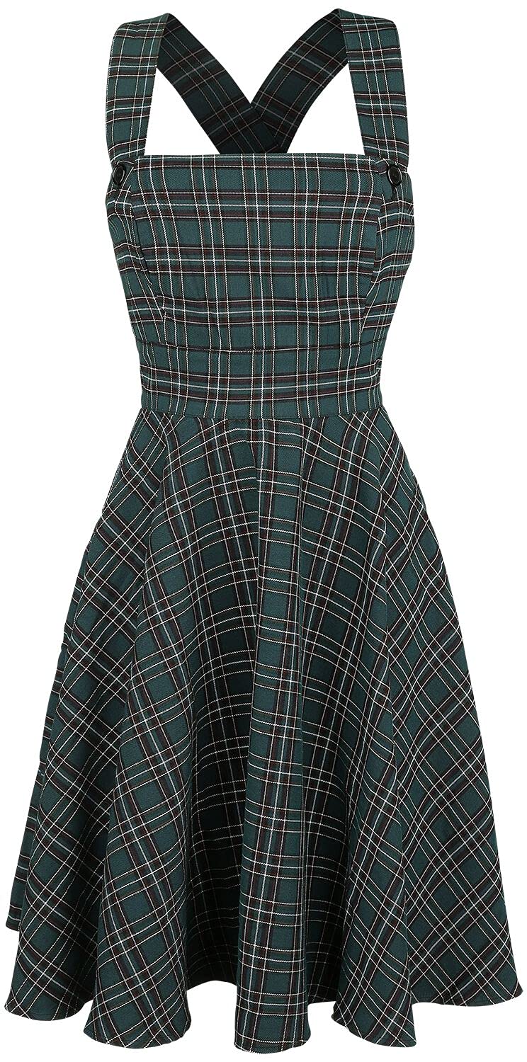 Hell Bunny Peebles Pinafore Dress Green