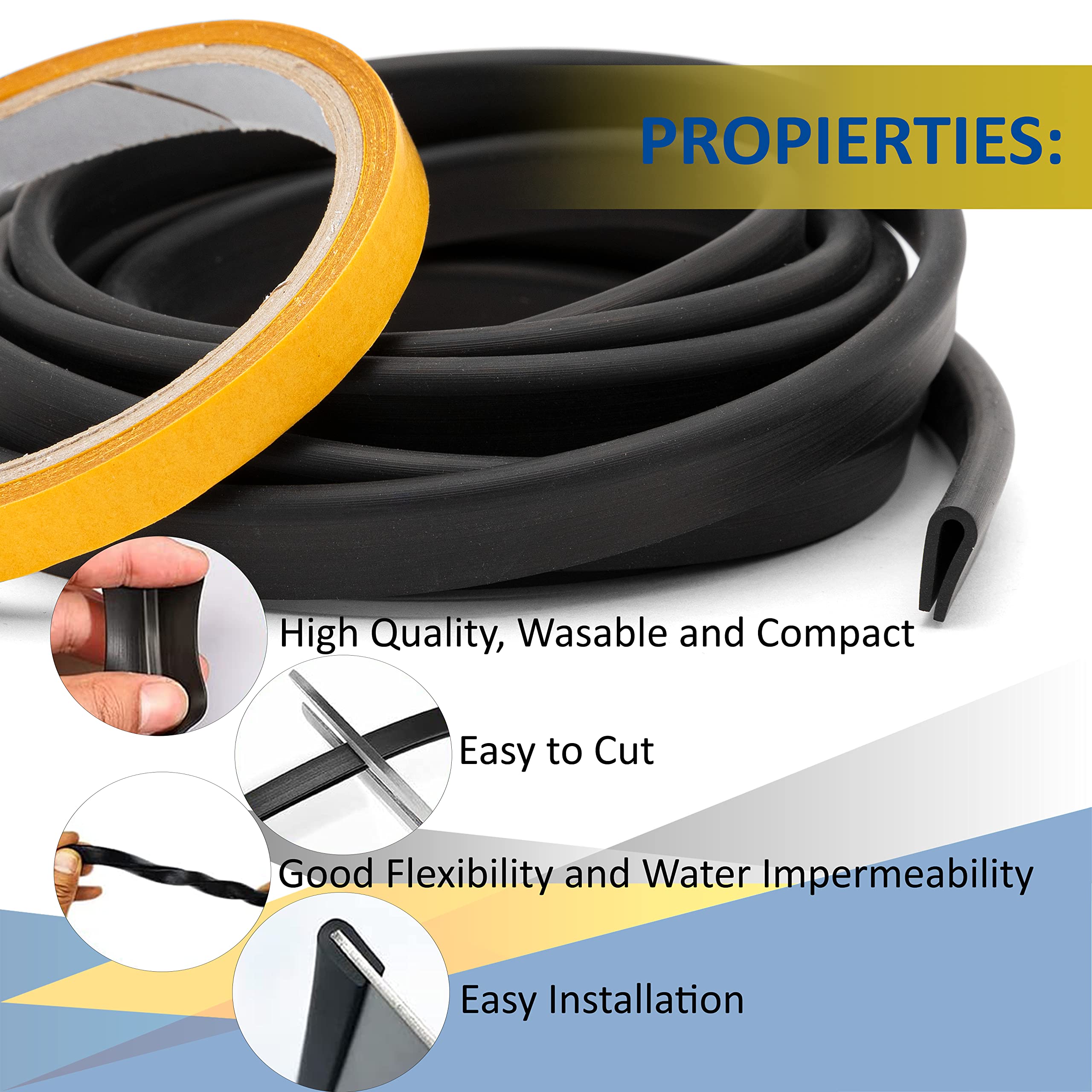 Profilo In Gomma A U Per Protezione Bordi - Biadesivo, 4 Metri - Per Auto, Porte E Angoli Tavoli - Foto 10