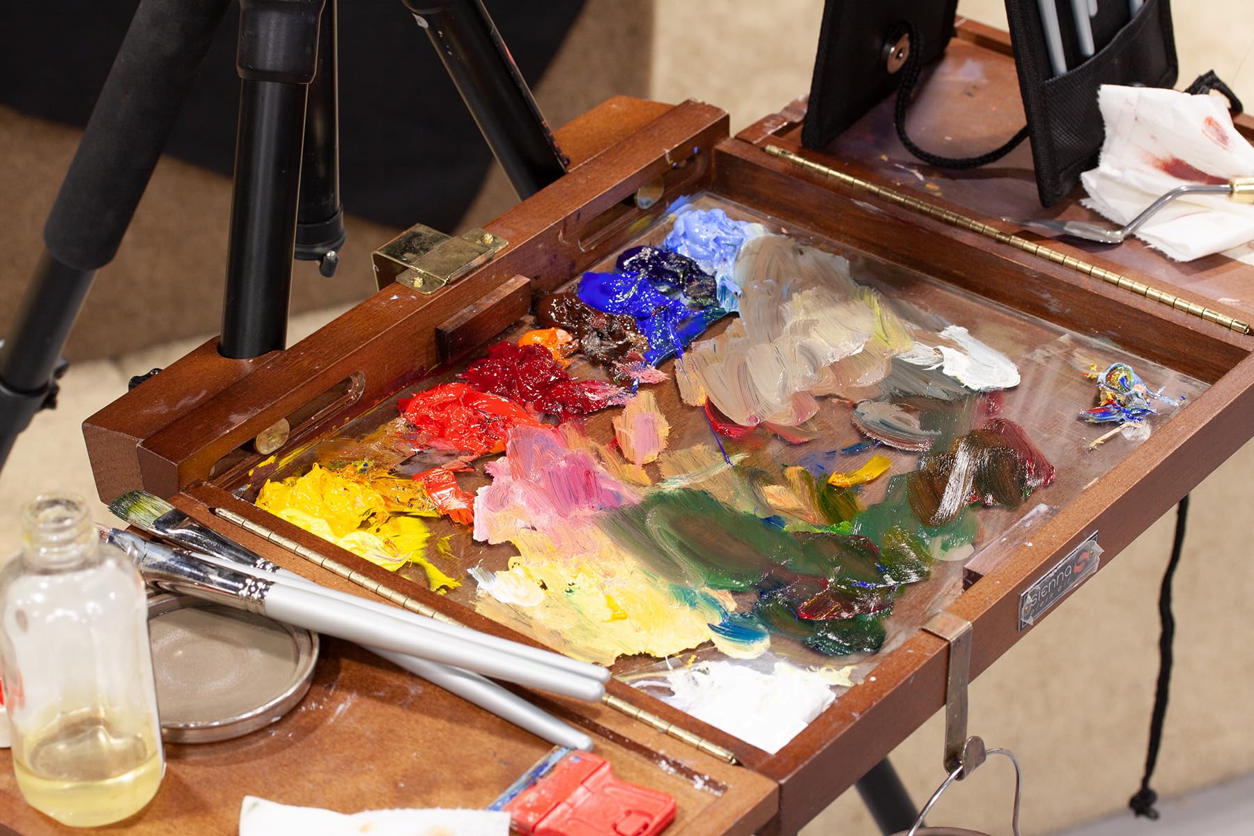 Sienna Plein Air - Caja portadora ligera para pintura húmeda para viajes, clases, talleres y cada En Plein Air Pro, un gran regalo para artistas en acuarela, óleo, acrílico o pastel