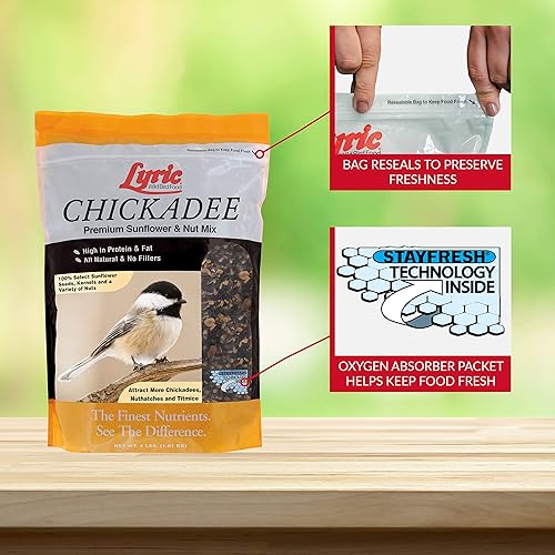 Miniatura 7 de Lyric Chickadee - Mezcla de alimentos prémium para pájaros silvestres, girasol y nueces, bolsa de 4 libras