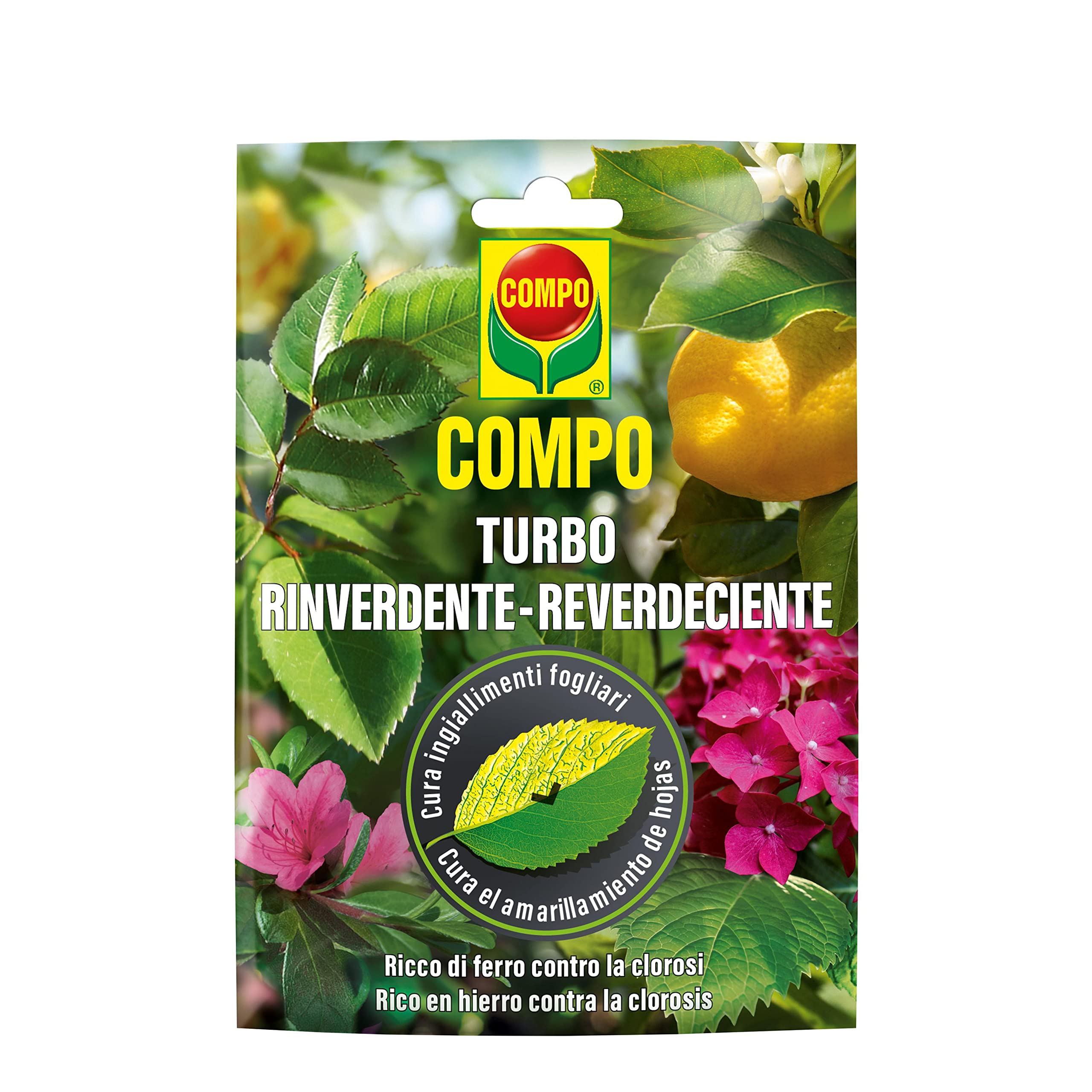 Compo Non Pertinente Turbo Reverdeciente, Cura El Amarillamiento De Hojas, Para Todo Tipo De Plantas, Gránulos Solubles, 20 G