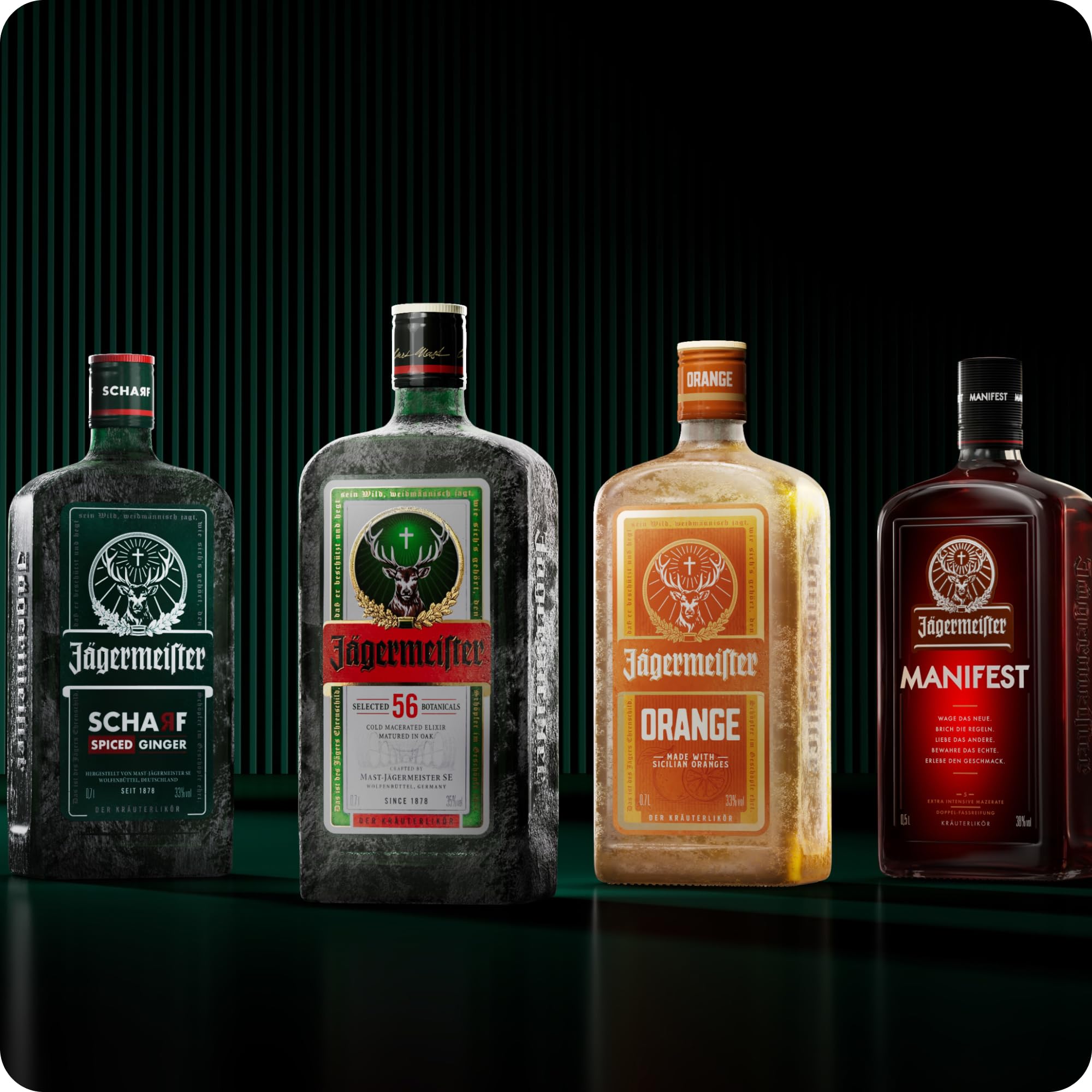Jägermeister ORANGE – 96 x 0,02l Premium Kräuterlikör Shots 33% Vol. – Fruchtig-frisch mit Citrusöl-Extrakt aus sonnengereiften sizilianischen Orangen – 56 erlesene Kräuter