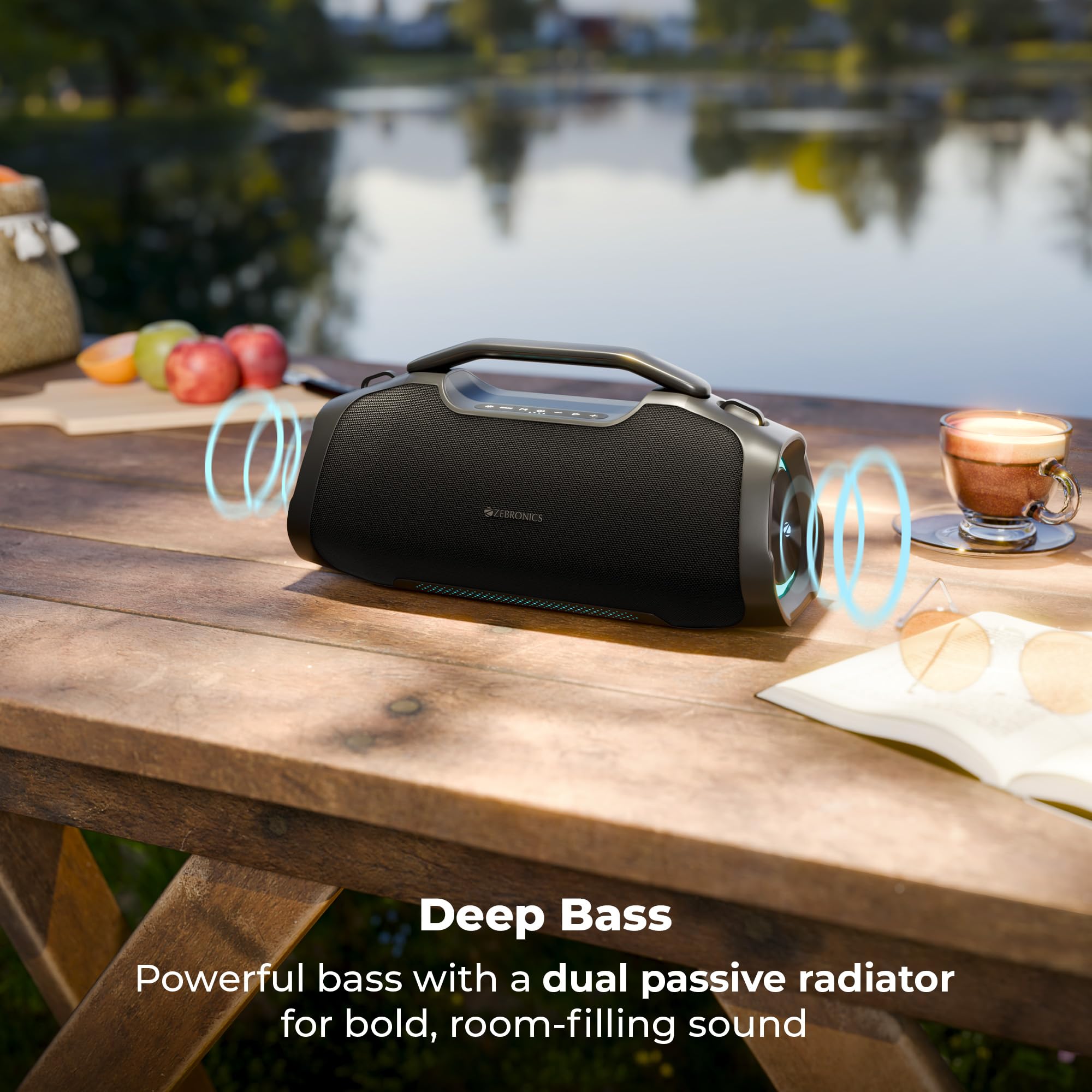 Zebronics 2026 Launch 75W Bluetooth Speaker, Upto 5Hrs Playback, Dual 78mm Drivers, 101mm Subwoofer, Dual Passive Radiators, RGB Modes, 6.3mm Mic Input, TWS, BT v5.3, Type-C (Sound Feast 550) — Amazon image 4