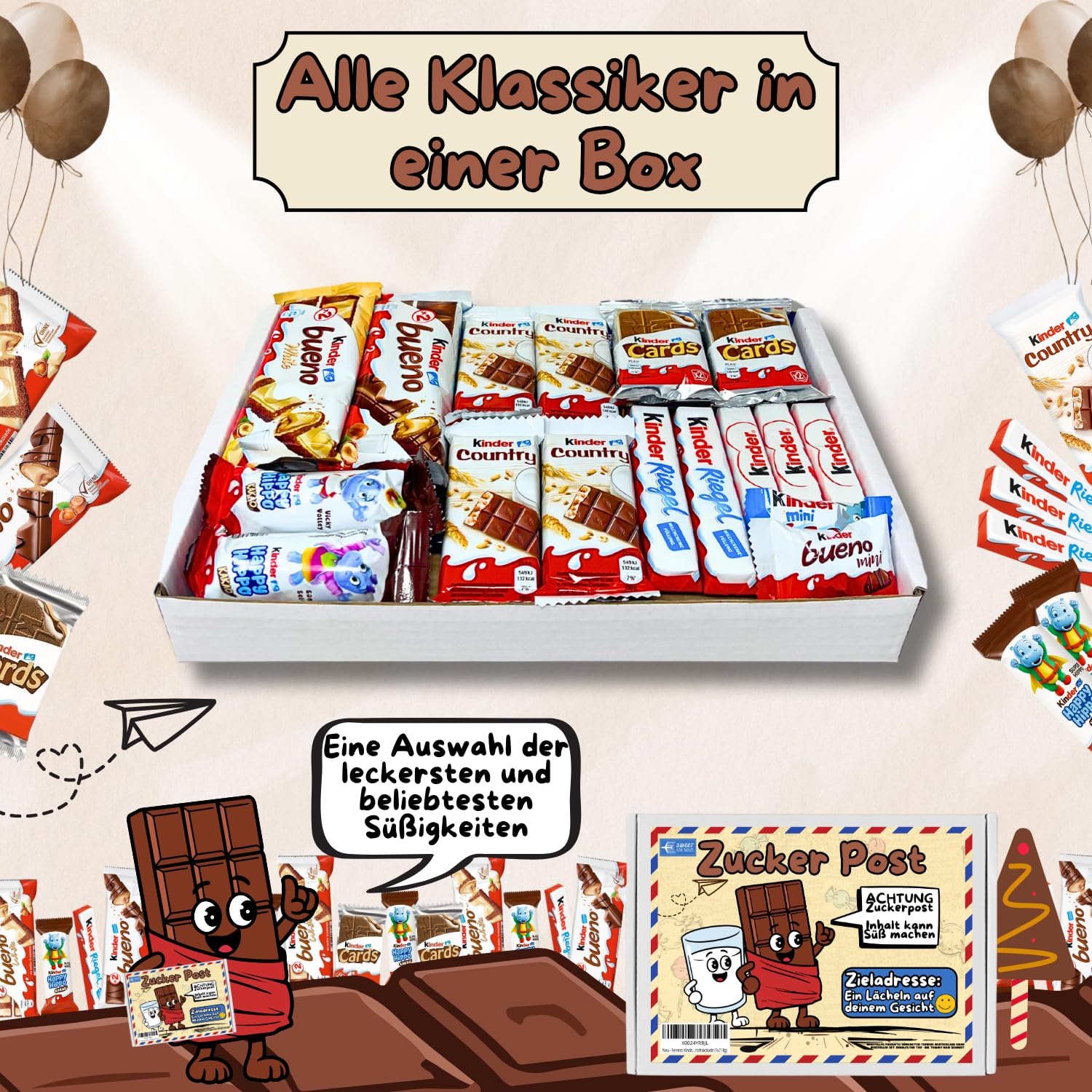 Ferrero Kinder Schokolade Geschenk-Box - Süßigkeiten Mix - Party-Mix - Süßigkeiten Großpackungen von Kinderschokolade (1x718g)