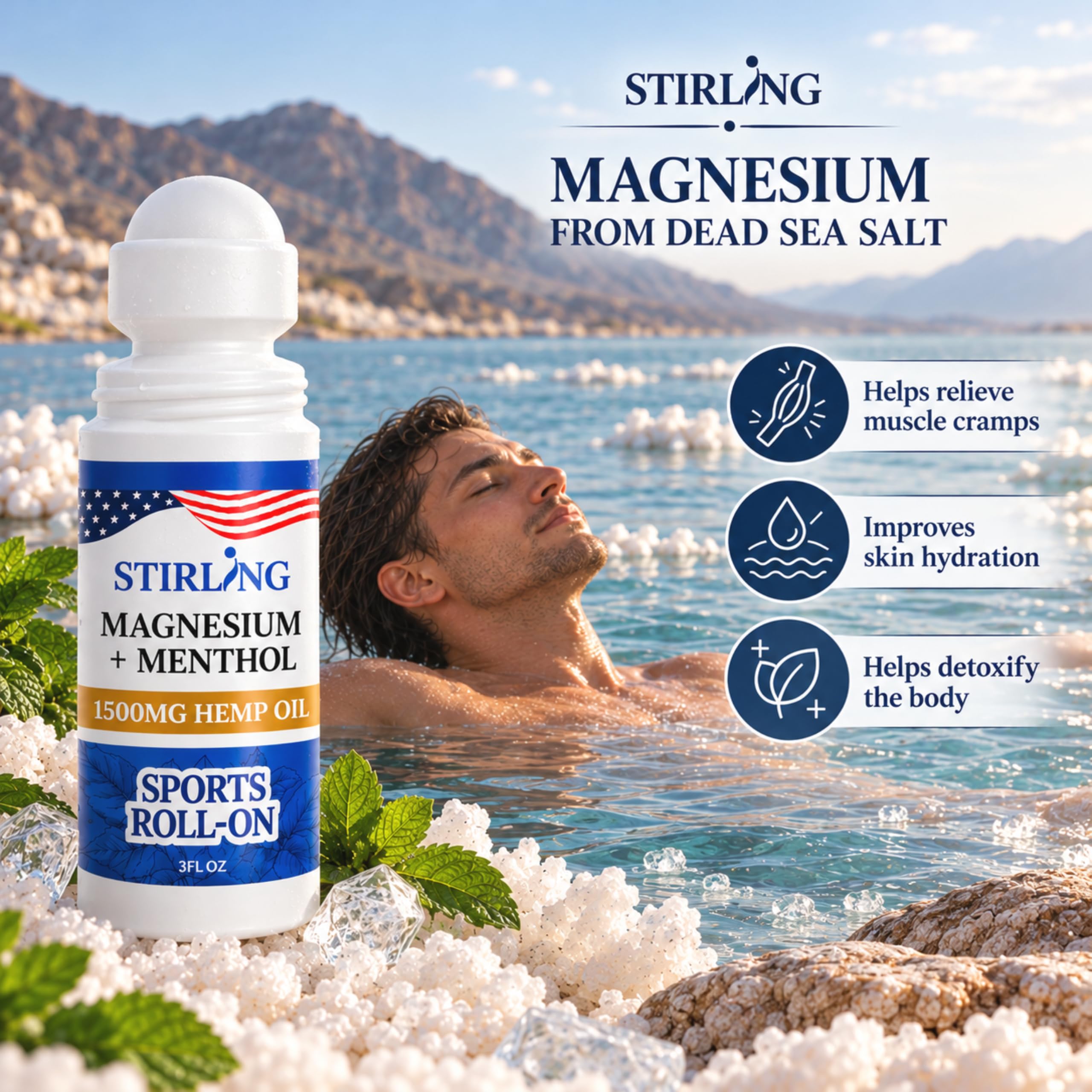 STIRLING Magnesium Roll On, Cooling Relief for Sore Muscles & Joints, 3oz — Amazon image 9
