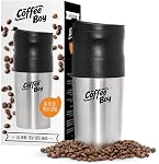 Coffee Boy All-in-One Portable Coffee Maker, with Rechargeable Electric Ceramic Coffee Grinder, 14oz Coffee Travel Mug, and Pour Over Coffee Espresso Dripper - Great for The Office or Camping