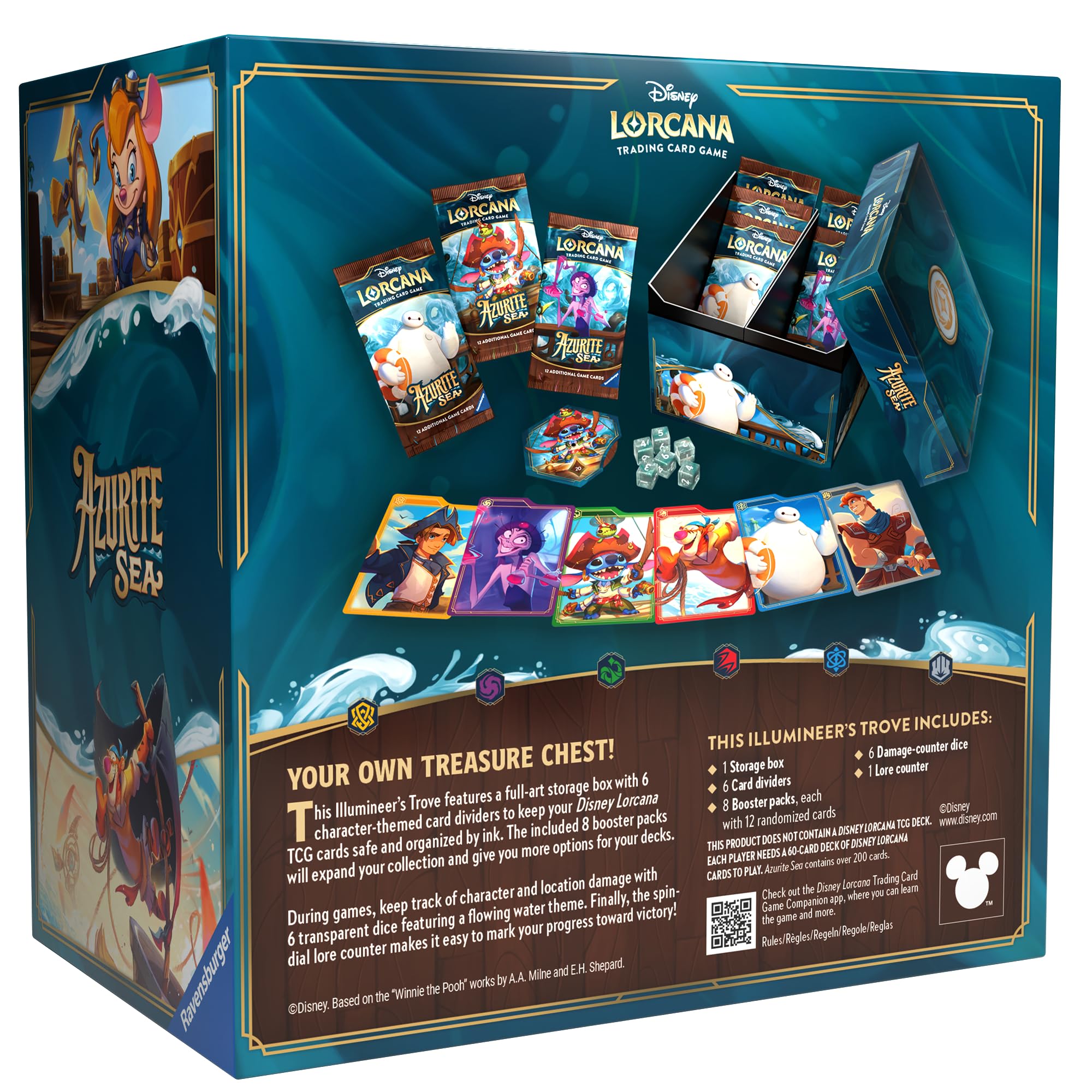 Ravensburger - Disney Lorcana Azurite Sea Illumineer’s Trove, Juego de Mesa, Juego de Cartas, Juego de Estrategia, Juego Niños 8 Años o Más, Regalos Niños 8 Años, Accesorios