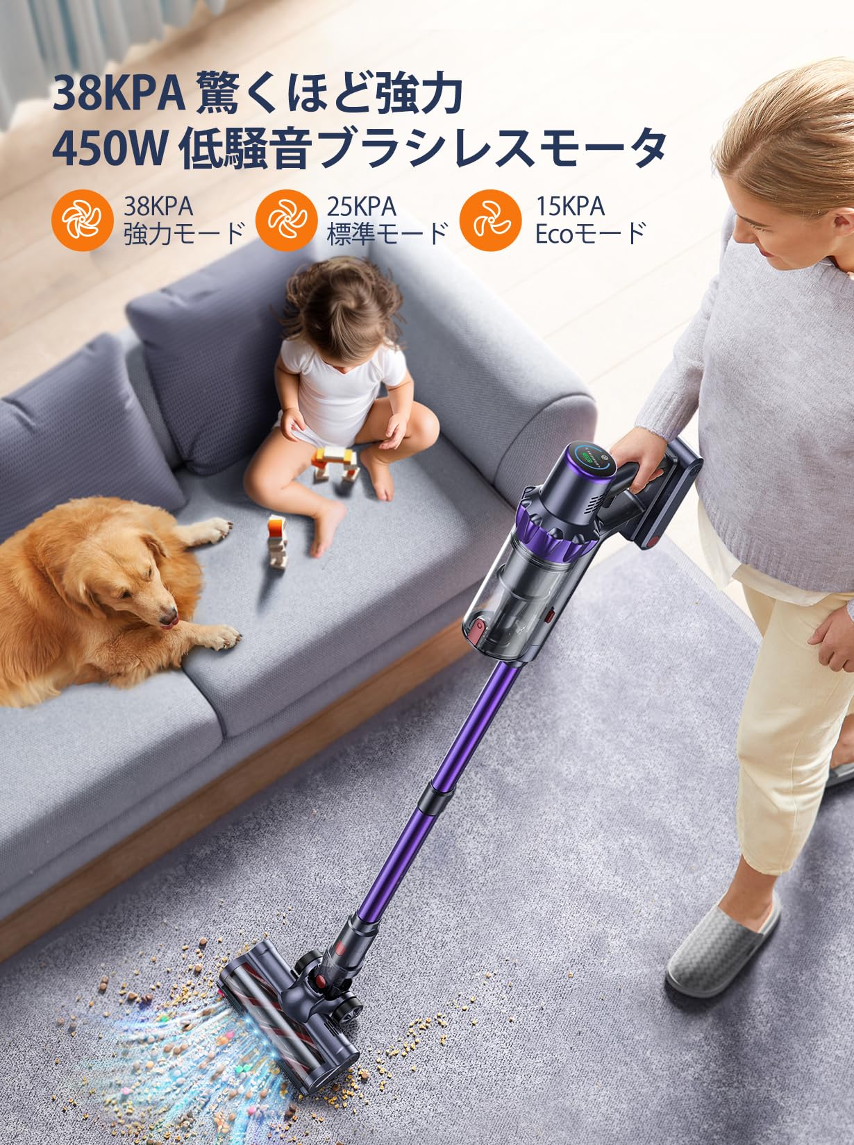 Amazon | コードレス掃除機 【2024革新モデル】 絡まないヘッド  