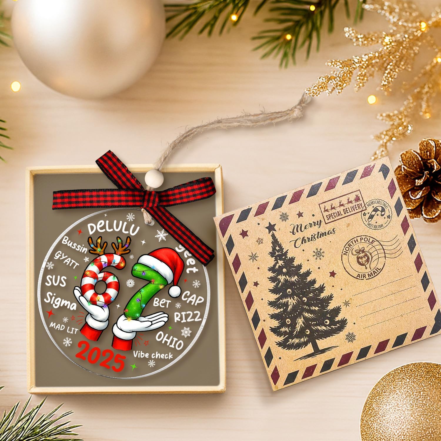 67 Ornament - 67 Christmas Ornament - Six Seven Slang Funny Meme Ornaments, White Elephant Gifts - Stocking Stuffers for Teens, Kids, Girls, Boys - Trending Acrylic Christmas Decoration Ornaments 2025 image 3