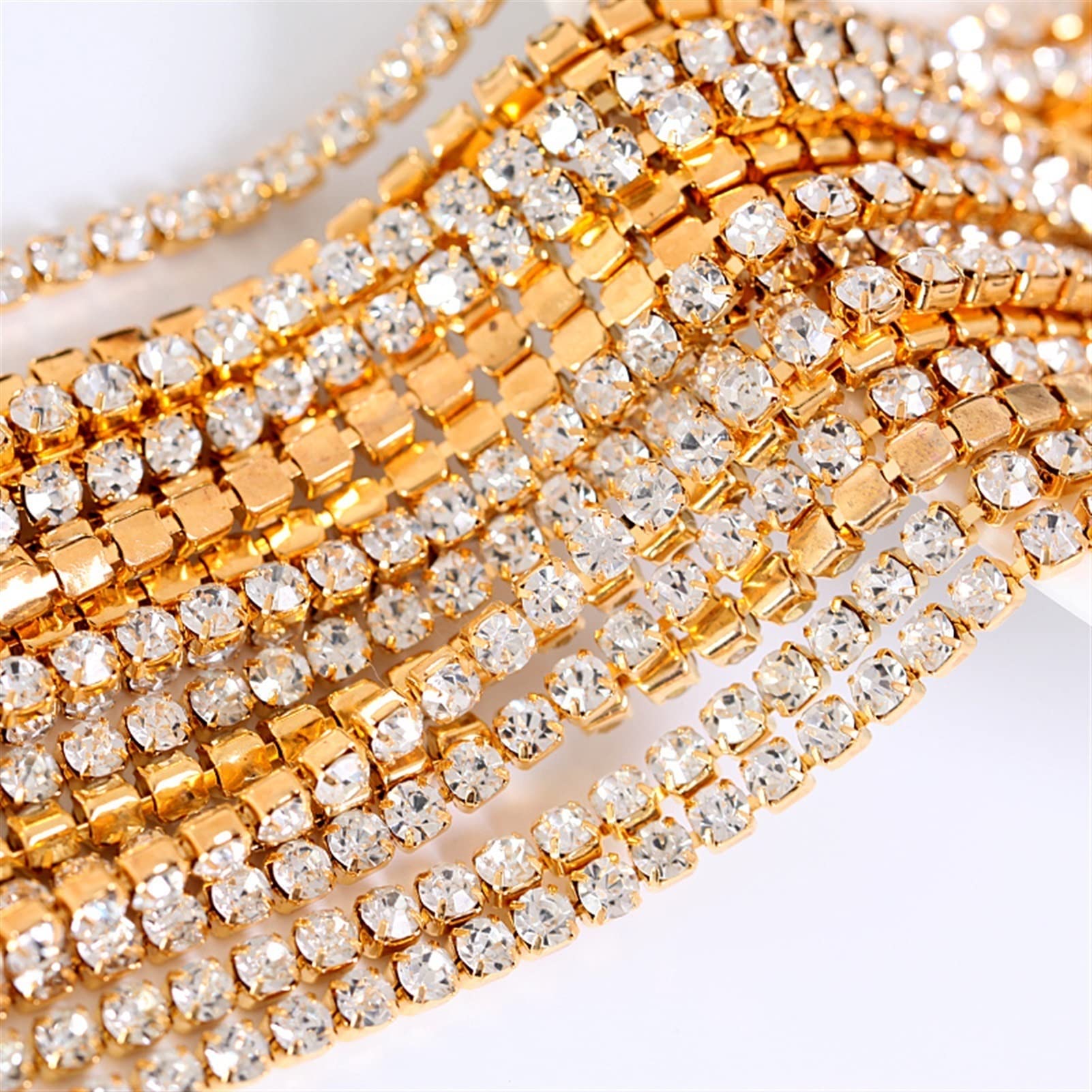 ACiyD Strassband 10 Yards SS6-SS18 Close Mat Glitter Strasskette Aufnähbare Strass Cup Kette Bekleidungszubehör Trim Cup Chain Strasskette zum Basteln (Color : C, Size : SS6 2mm 10yards