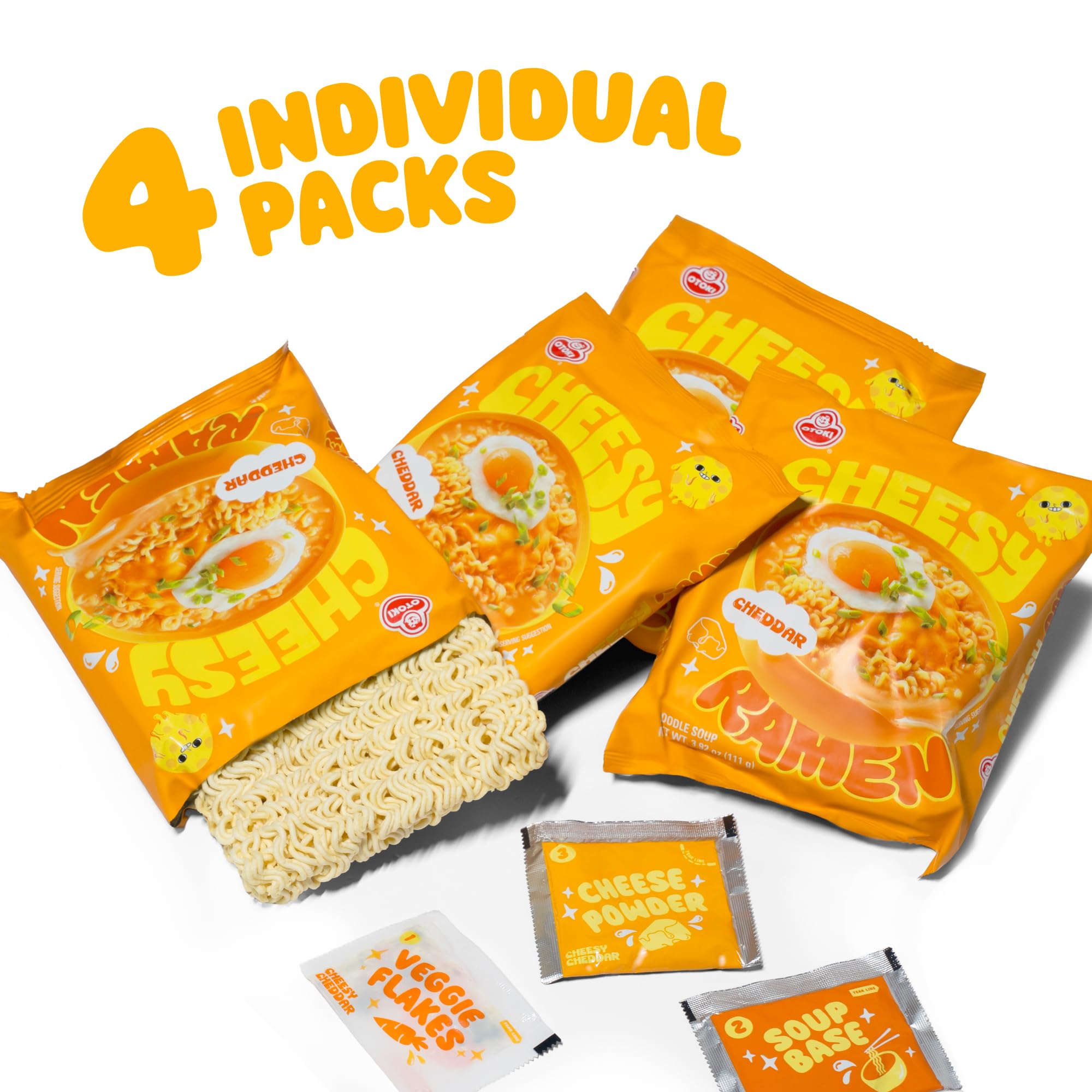 Cheesy Ramen - Cheddar Soup Ramen | Mild Kick, Creamy & Savory Korean Noodles | 3.92 oz (Pack of 8)