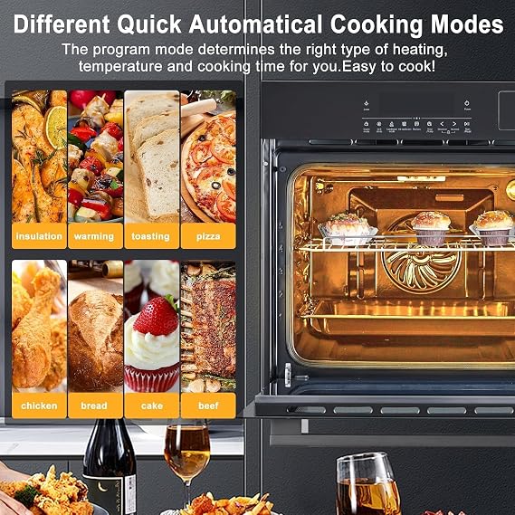 GarveeHome 24 Inch Built-in Electric Wall Oven,Single Convection Oven with 70L(2.5Cu.ft) Capacity,8 Cooking Modes & Touch Control for Baking, Roasting,Stainless Steel