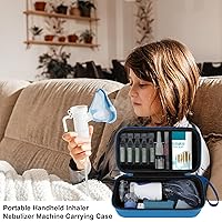 Vista 7 de Elonbo Estuche de transporte para inhalador portátil de mano y nebulizador para adultos y niños, Estuche de viaje para inhalador de asma, Soporte