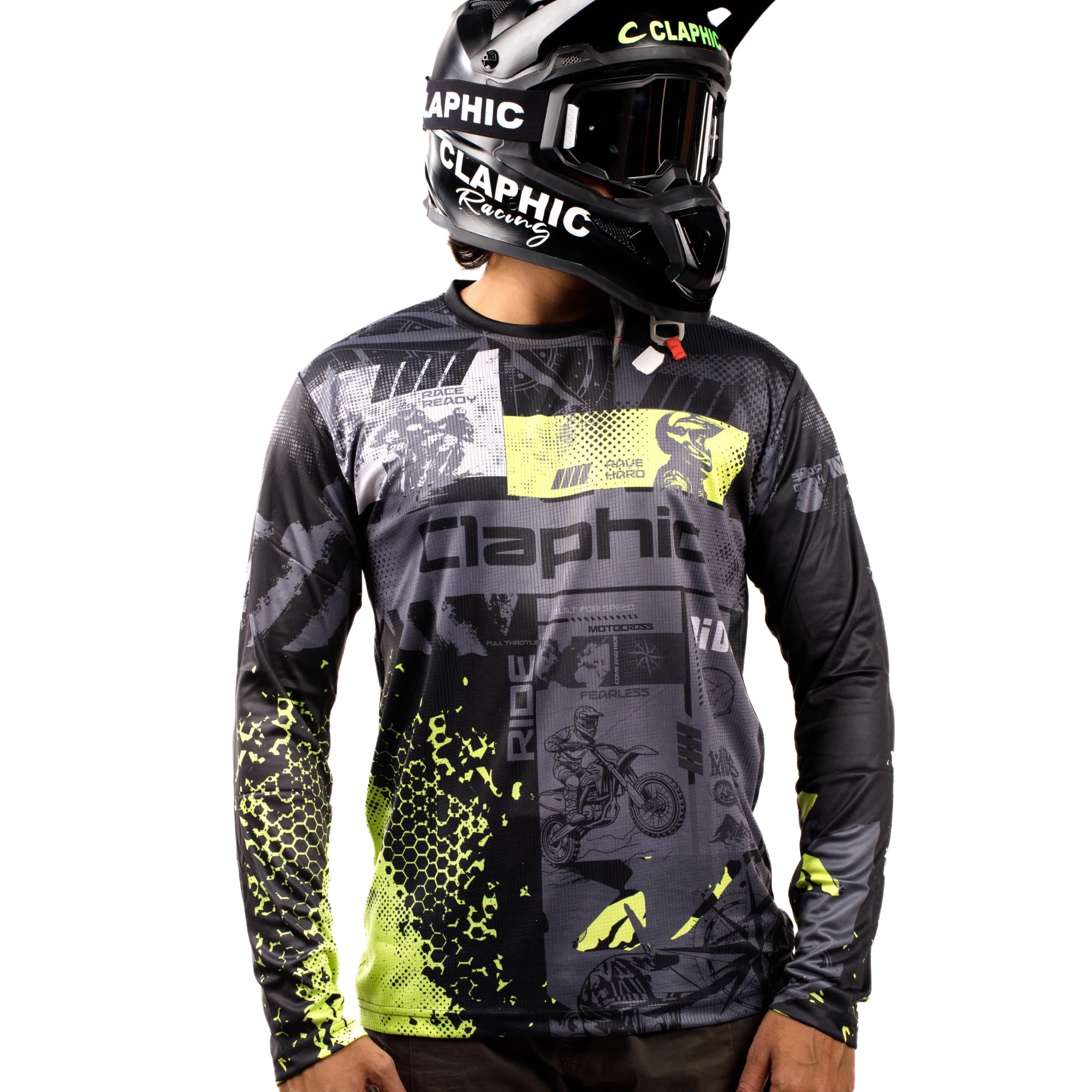 Midnight Wolves Motocross Jersey | Riding Jersey Full Sleeve | Breathable Mesh | Reflective Logo | Neon | Dirt Bike MX Off-Road Enduro Riding Tshirt | S to 2XL-image-39