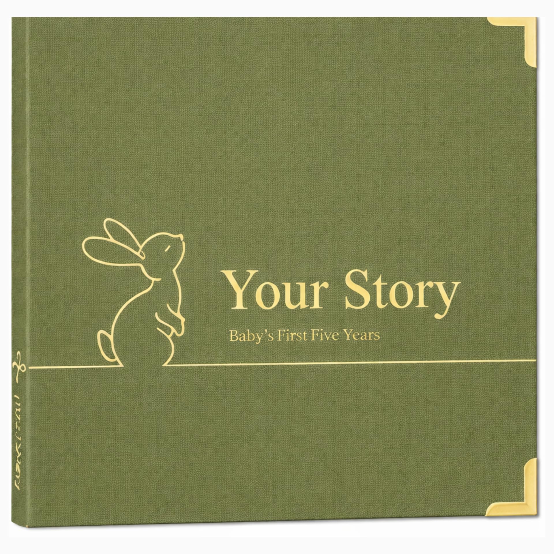Książka dla niemowląt, pamiątka, ponadczasowa książka pamięci, pierwsze 5 lat, na baby shower, neutralny płeć, album do scrapbookingu, prezent dla nowej mamy, pamiętnik, od urodzenia do 5 lat, leśna