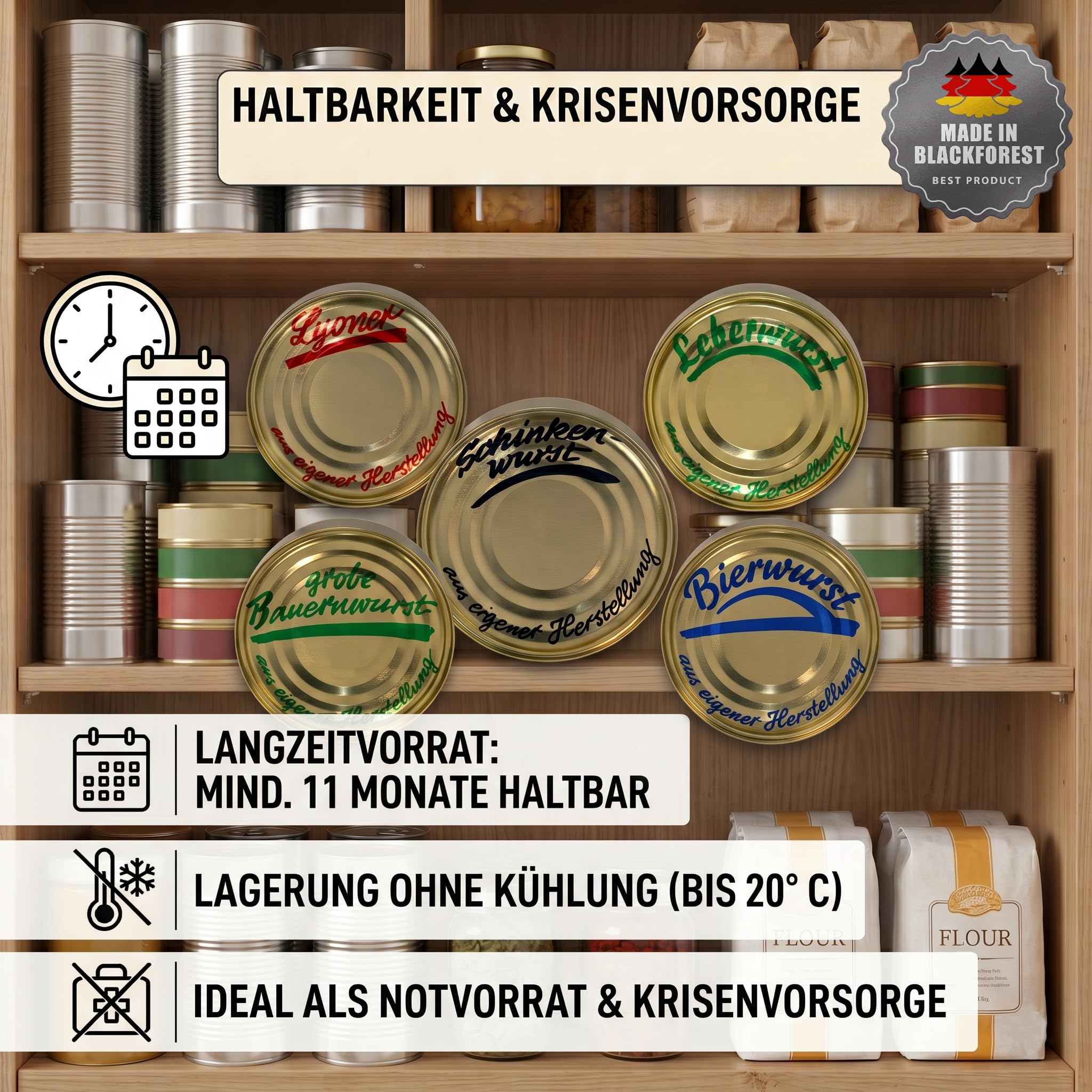Schwarzwald Metzgerei: Großpaket Dosenwurst 25 x 400g - VORRATSPAKET - Vollkonserven | 1 Jahr Haltbarkeit - Notfall Lebensmittelpaket - Proviant