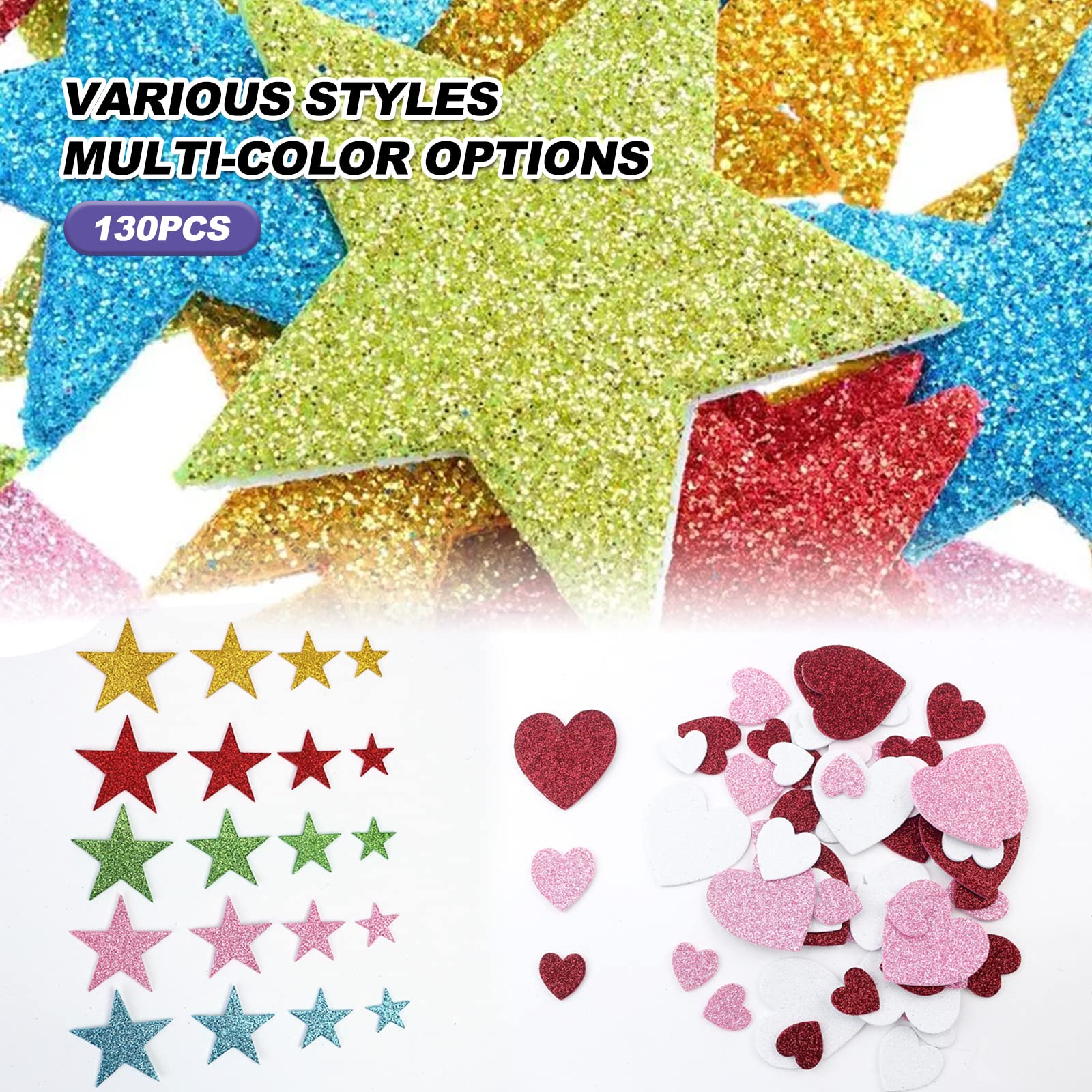 ZMDMAH 150 Pcs Autocollants 3D Autocollants En Mousse Auto-Adhésifs Gommettes Enfants En Mousse Pour Scrapbooking Loisirs Créatifs Lettres Numéro Étoile Forme Géométrique