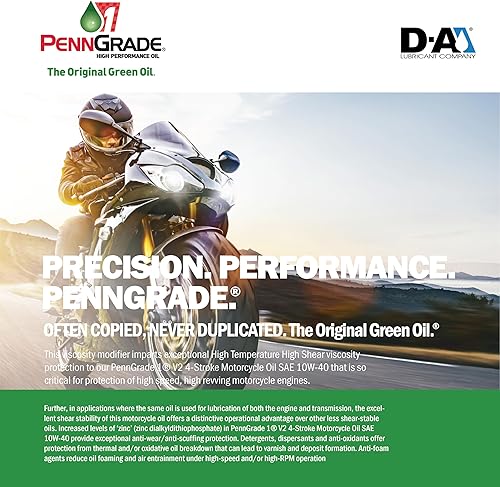 Miniatura 3 de PENN GRADE 1, 71566, V2 Aceite de motocicleta de 4 tiempos SAE 10W-40, 1 cuarto de galón (paquete de 12)
