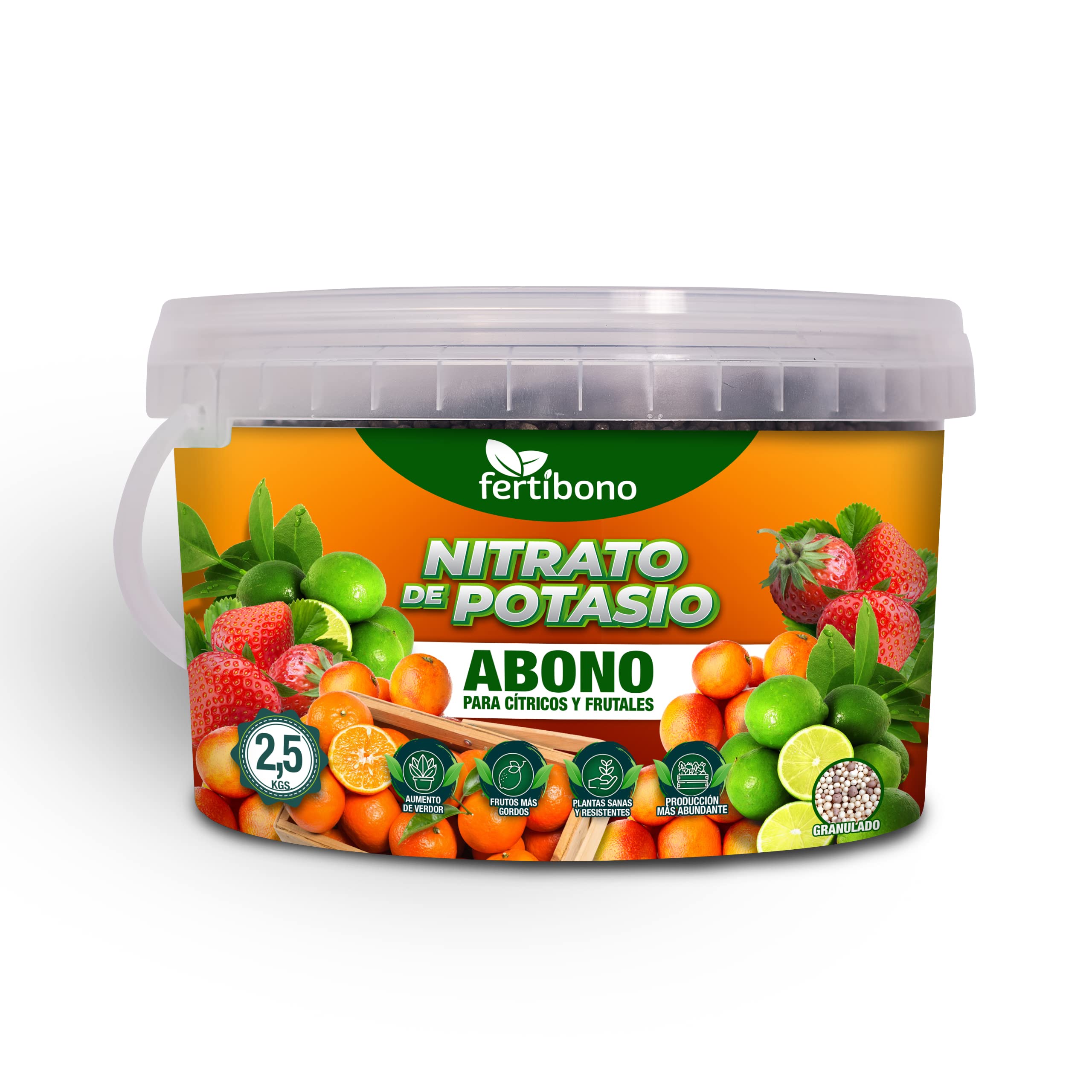 FERTIBONO Nitrato de potasio,Puro (KNO3) 13-00-46, Aumenta el Tamaño y la Calidad de la Fruta, los Azúcares y el Rendimiento de los Cítricos (2.5.0)