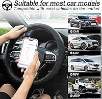 Vista 5 de BJSIA Funda de volante de fibra de automóvil, funda de cuero de microfibra para volante para hombres, protector universal para volante de automóvil