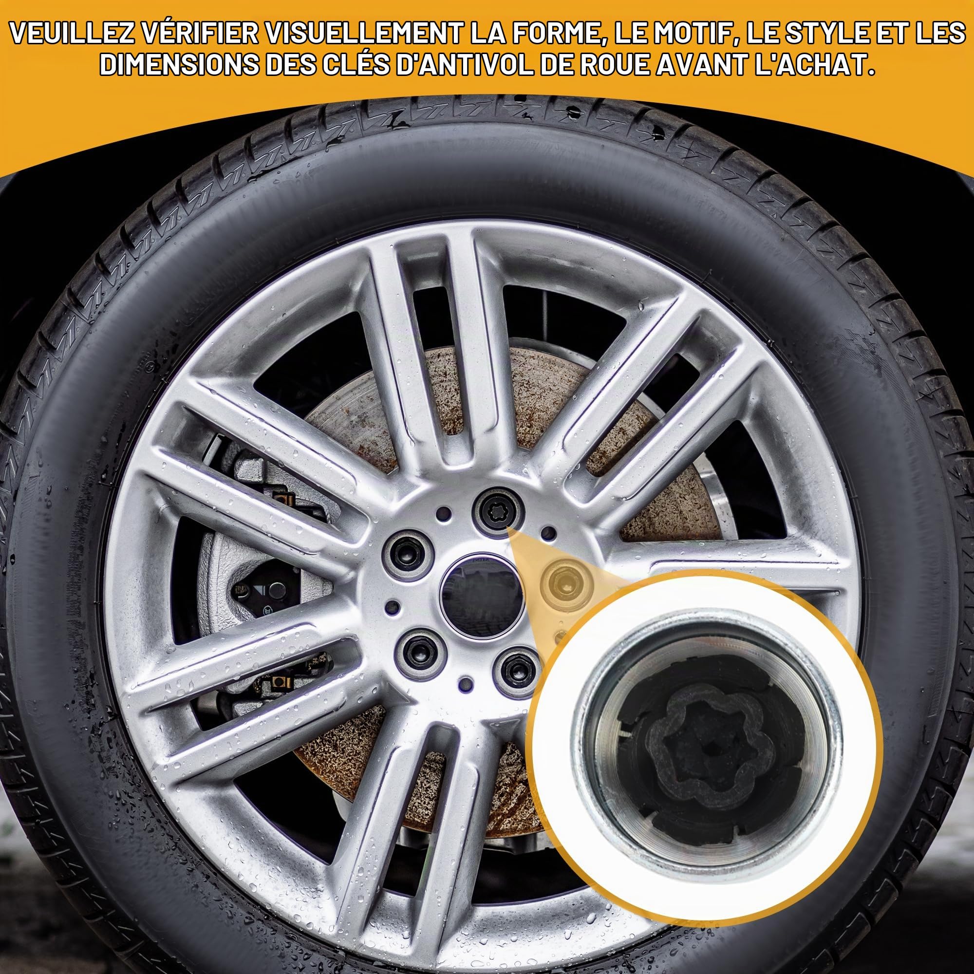 Clé Antivol De Roue Pour MINI COOPER 1 Pc | Pour BMW, Pour MINI 1, Acier Allié Plaqué Zinc, Ton Argenté, H35.5mm, OD28.5mm, ID25mm
