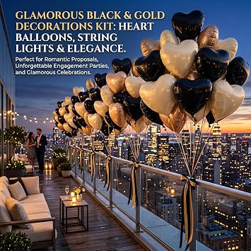 Black Cream Heart Balloons, 12Pcs 18 Inch Self-sealing Helium Foil Love Heart Shaped Balloons for Girls Party Bridal Wedding Engagement Anniversary Birthday Baby Shower Valentine's Day Decorations
