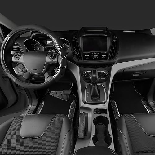 Miniatura 10 de CAR PASS Funda de microfibra para volante y alfombrillas impermeables para automóvil, ajuste universal de cuero para el 95% de camiones, SUV,