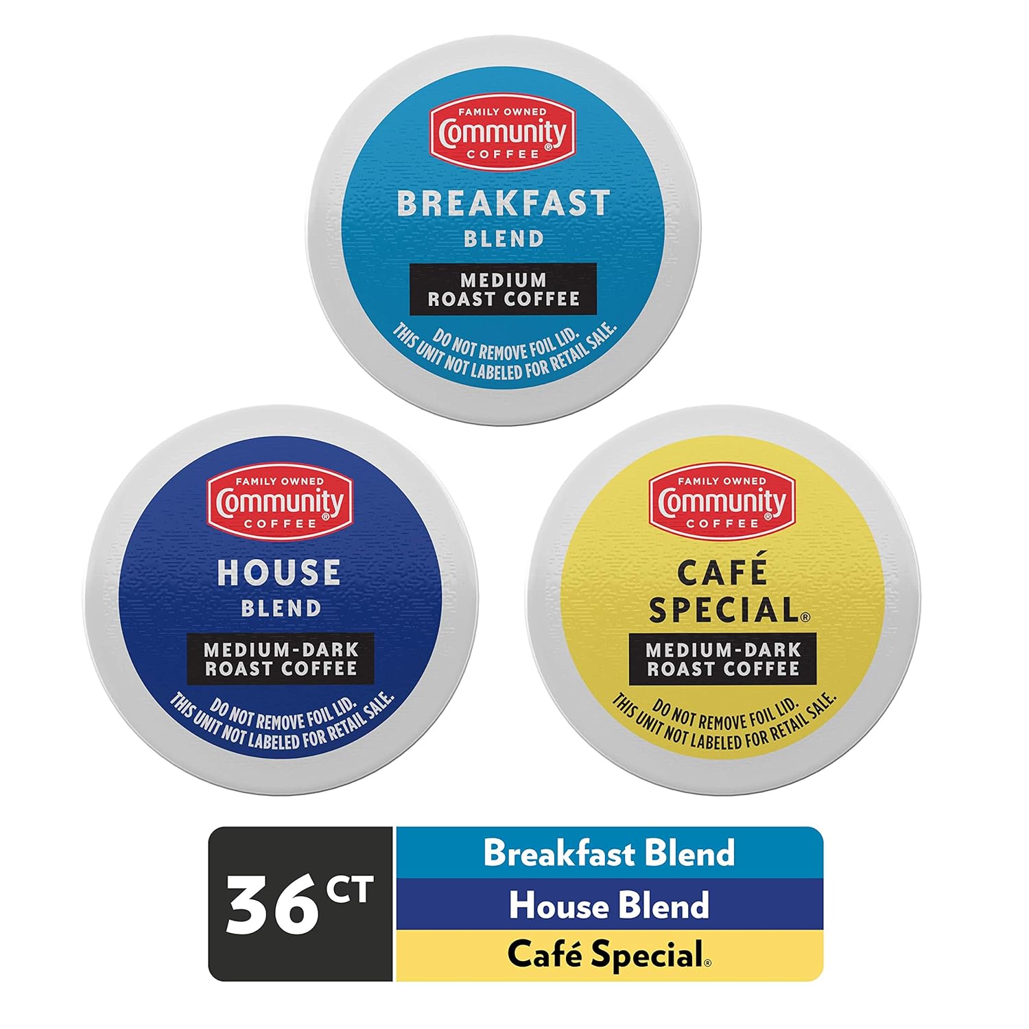 Community Coffee All Day Variety Pack with Decaf 72 Count Coffee Pods, Medium Dark Roast, Compatible with Keurig 2.0 K-Cup Brewers