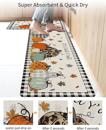 Miniatura 5 de Tapete de baño con diseño de calabaza y leopardo para bañera, antideslizante, de secado rápido y absorbente, de tierra de diatomeas, tapete para