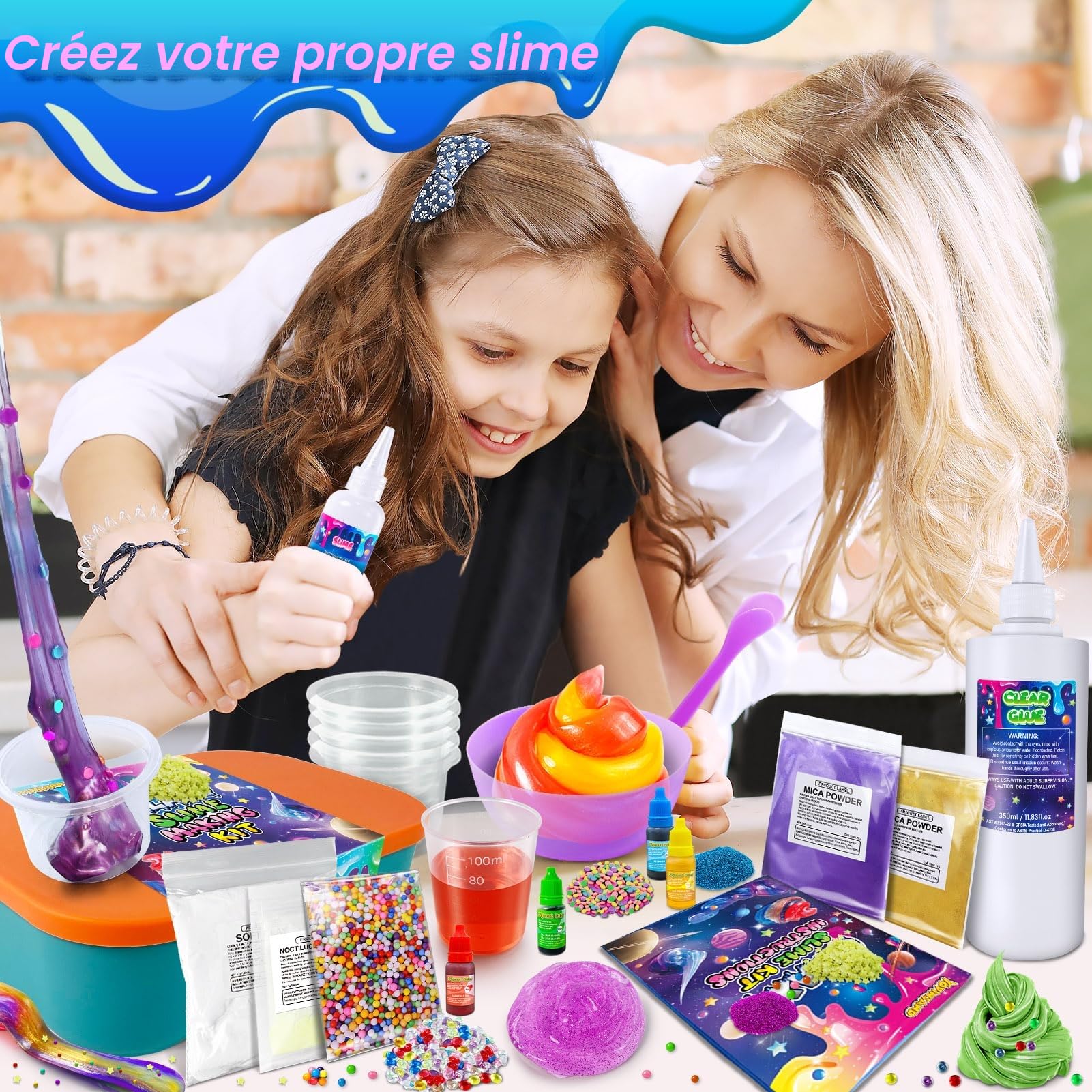 YOPINSAND Galaxy Kit de Fabrication de Slime pour Filles 3 à 12 Ans - Slime Galaxy, Mousse et Beurre avec Accessoires - Boules en Mousse, Breloques - Cadeau Créatif Enfant