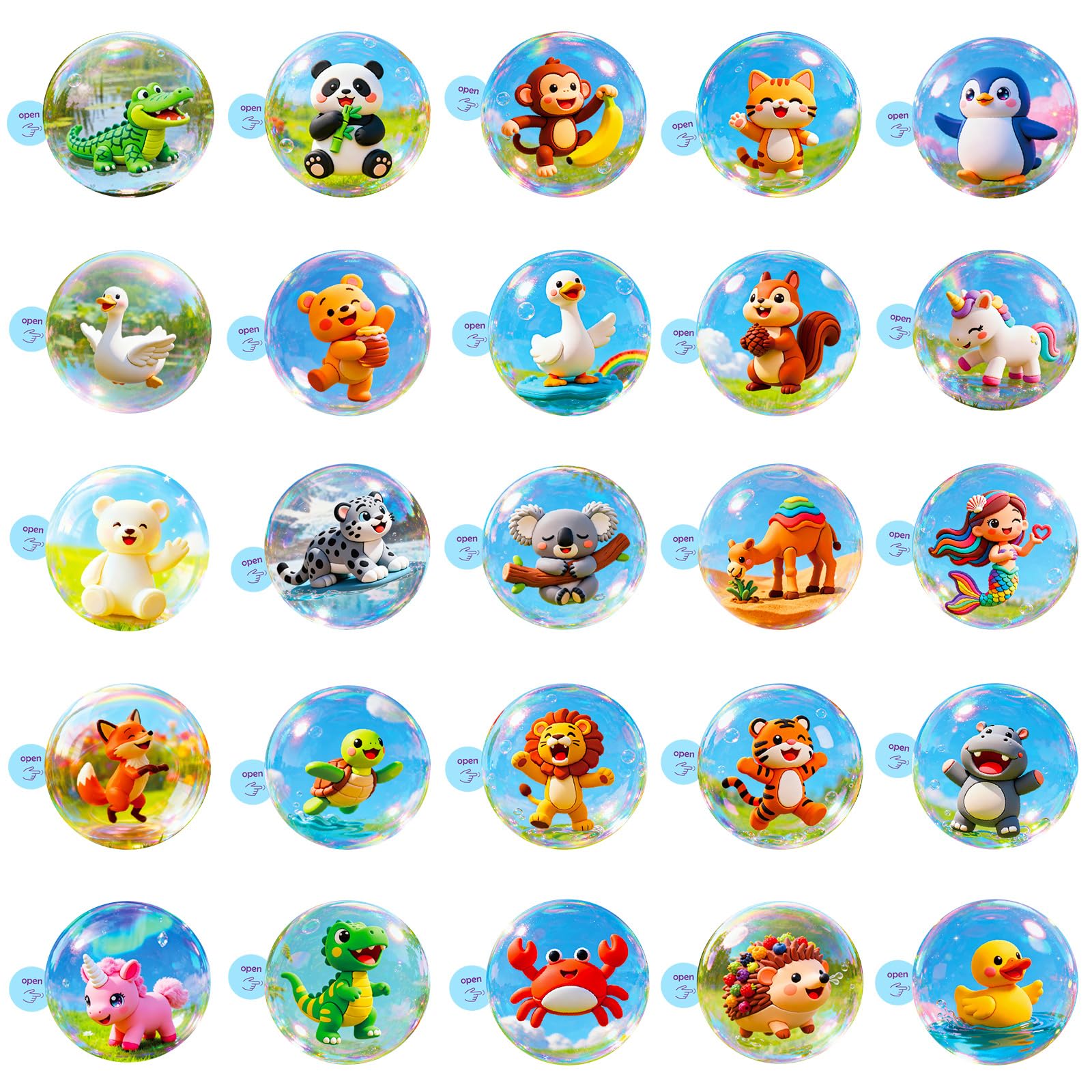 Anboor Stickers for Water Bottles, 50PCS Waterproof Vinyl Cute 3D Animal Sticker for Laptop Luggage Skateboard Teens Adults - 3