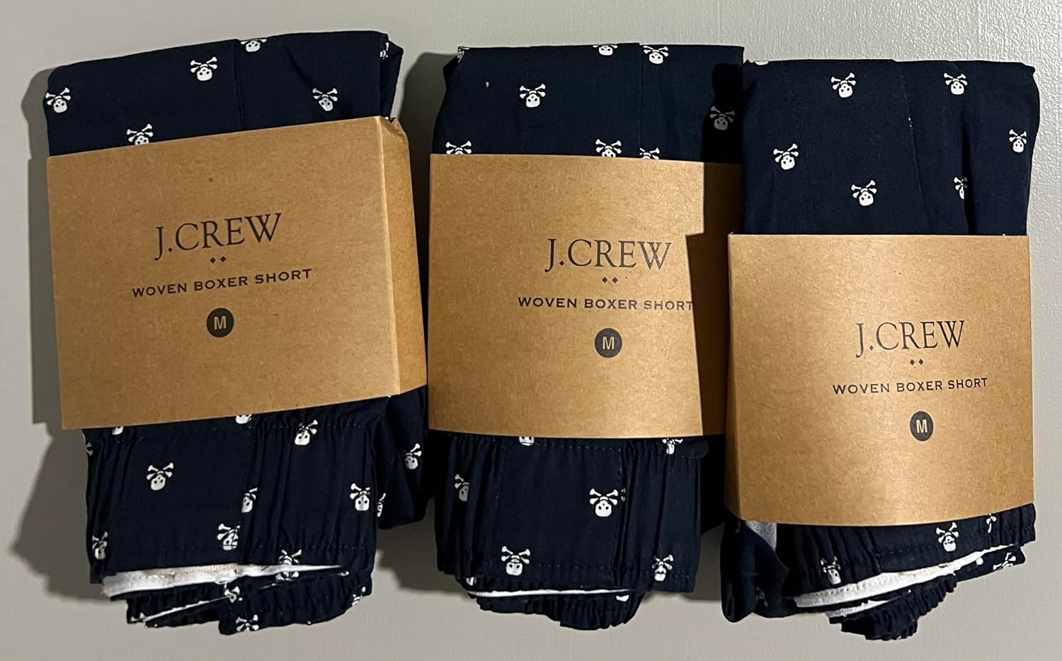 J.Crew 3 Pack Mens Cotton Woven Boxer Shorts MEDIUM Boxers Underwear (Geometric)