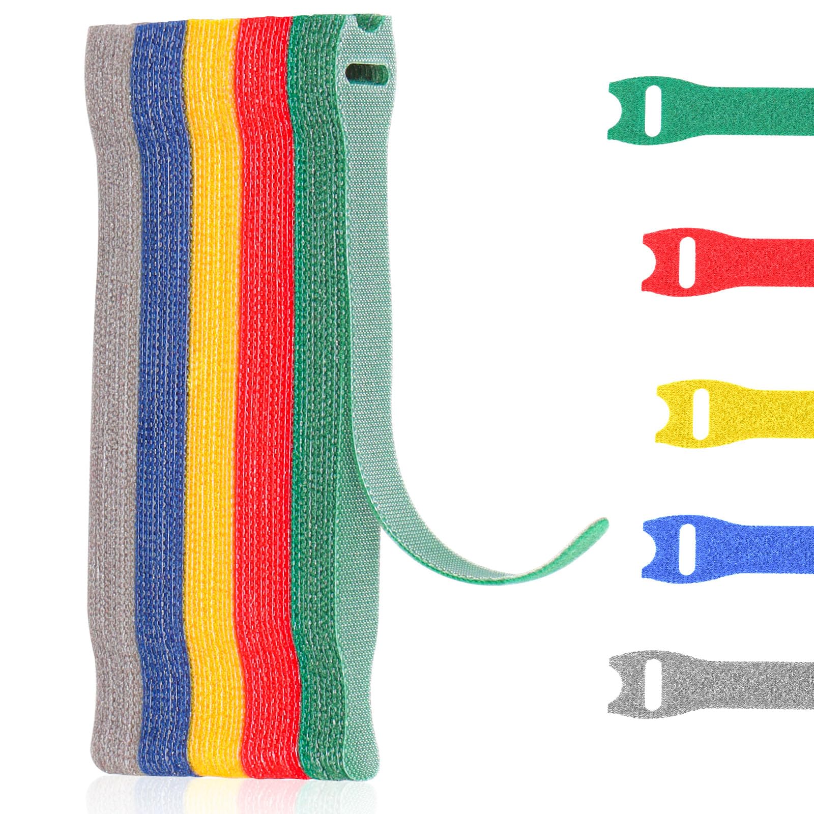 50 pezzi Fascette Cavi, 150 x 12 mm Colore Fascette Riutilizzabili Nylon Regolabili con Gancio e Anello, Fascette per Cavi, Cable Management, Organizer