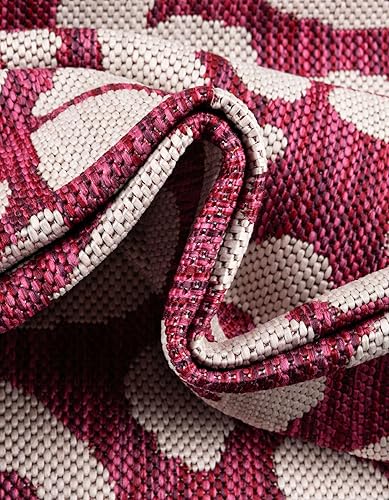 Miniatura 7 de Unique Loom Outdoor Safari Collection - Alfombra de área - Leopardo (2 pies x 6 pies 1 pulgada, color magentamarfil)