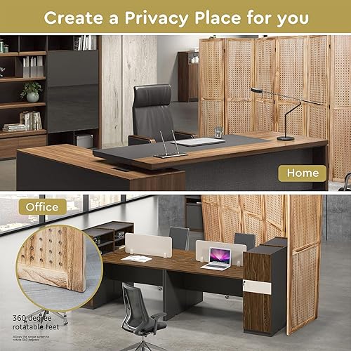 Miniatura 5 de Divisor de habitación con tablero de clavijas de 96 pulgadas de ancho, para organizar la pared, 6 paneles, pantalla de madera plegable, portátil,