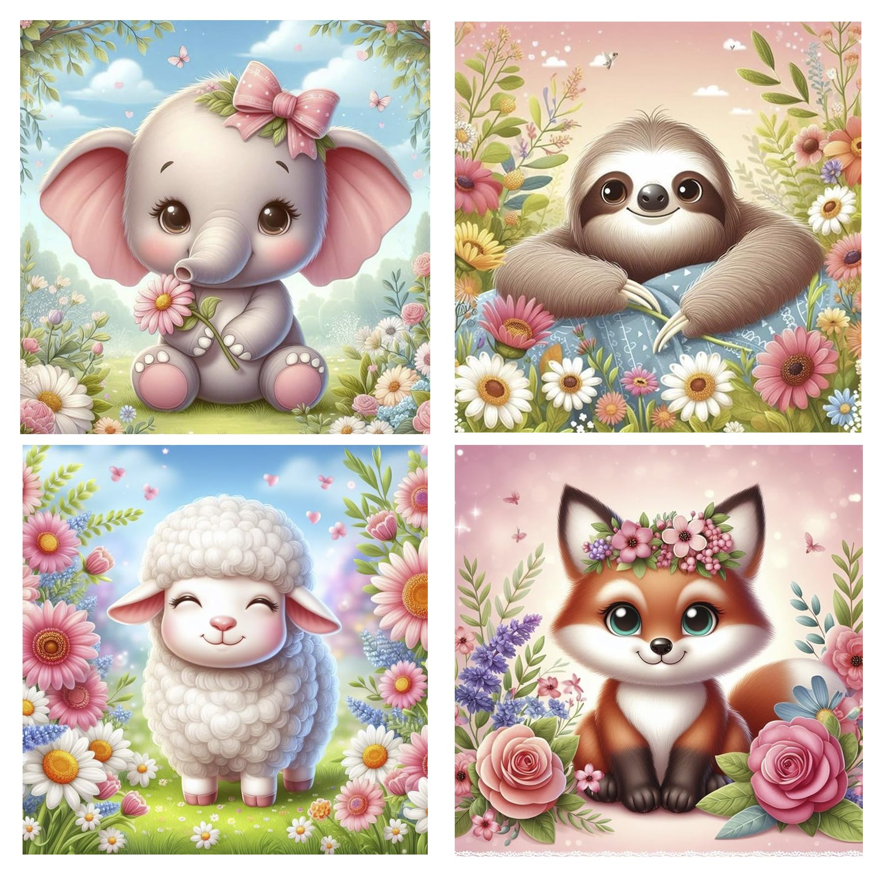 SHISUE Diamond-Painting-Kits (Cartoon Animal v1) 5D Diamond Painting Kits for Adults,DIY Jewel Art Gem Halloween Diamond Art Painting Kit, Home Wall Decor 6X 6Inch?4pcs?