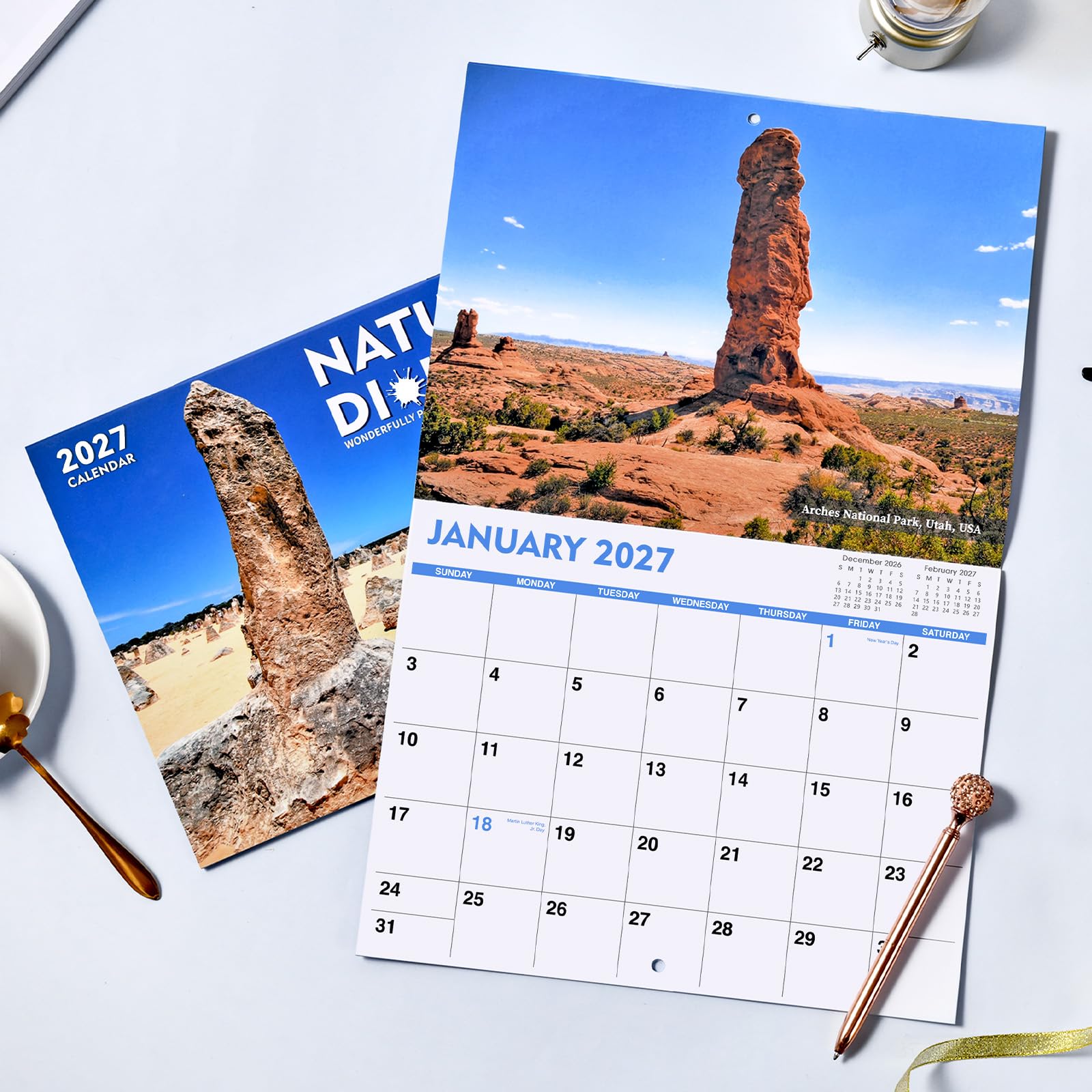 Gag Gifts - Lustiger Wandkalender 2023, Kalender 2023 mit dickem Papier, 21,6 x 27,9 cm (offen), Januar 2023 - Dez. 2023, Best for White Elephant Gag Gifts - Nature's Di*ks