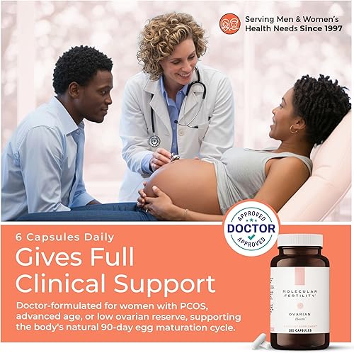 Miniatura 7 de Ovarian Bloom - Suplemento de fertilidad formulado por médicos para mujeres - Salud de células del óvulo, función ovulatoria, bienestar reproductivo