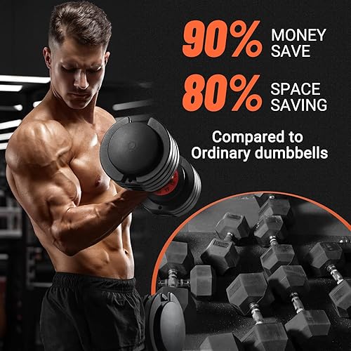 Miniatura 4 de 2555 lbs Pair Adjustable Dumbbell Set, Adjust Dumbbell Weight for Exercises Pair Dumbbells for Men and Women in Home