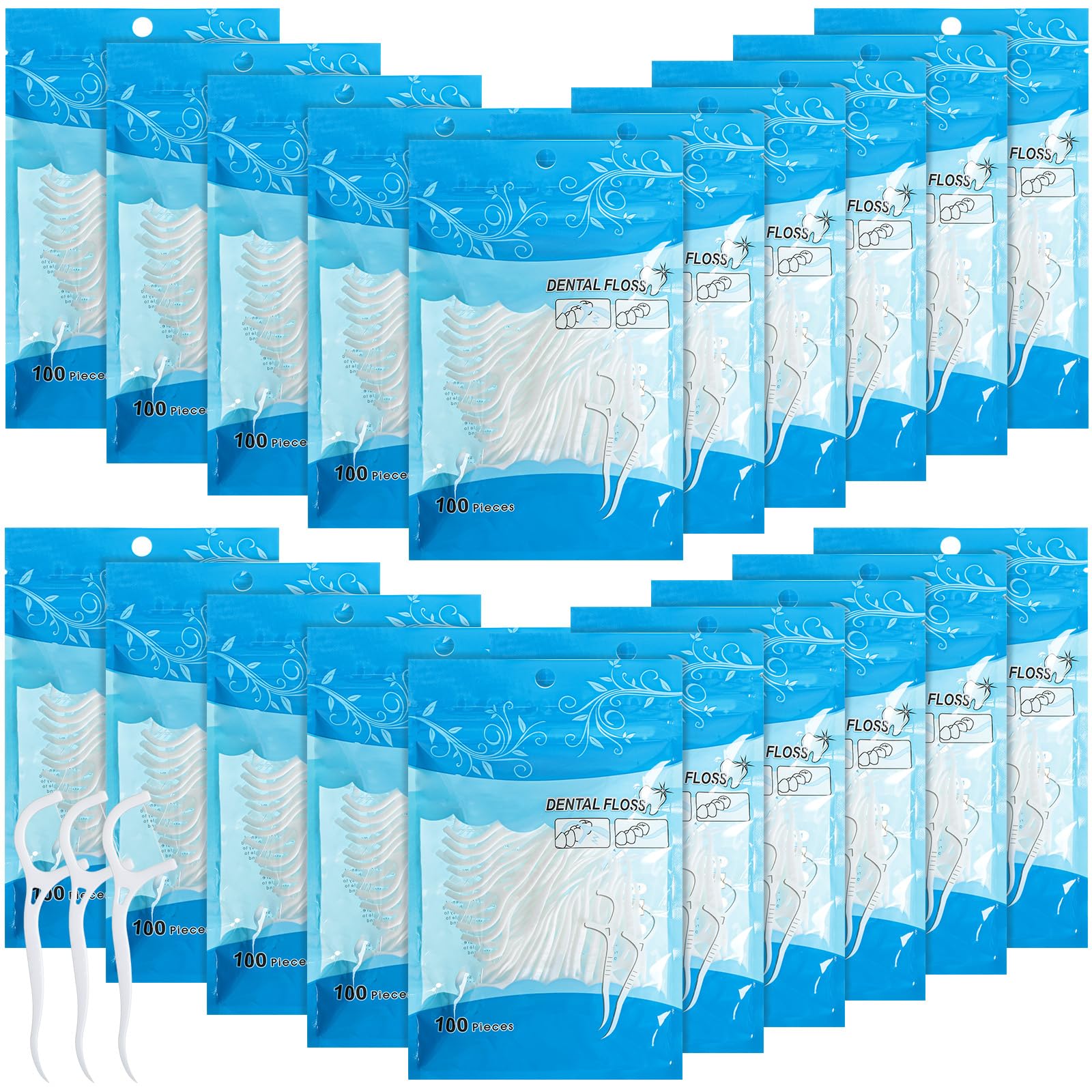 Maxcheck Zahnseide Picks Bulk Natürliche Zahnseide Picks Zahnstocher Sticks High Pull Zahnseide Picks Nachhaltige Zahnseide Picks für Zähne, Weiß