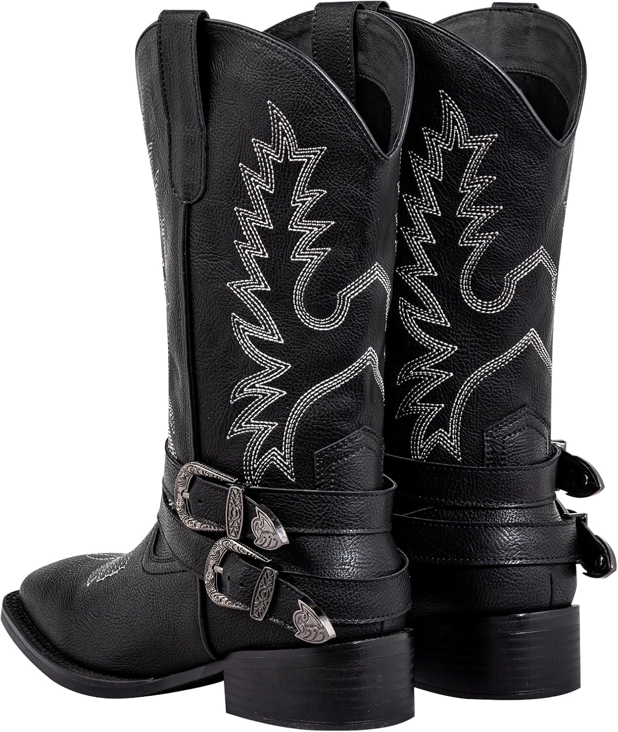 SheSole Extra Wide Calf Cowgirl Boots for Women with Buckles - Cowboy Boots with Hidden Stretch Panel & Removable Cushion - Comfort Square Toe Western Boots for Fuller Figures - Image 6