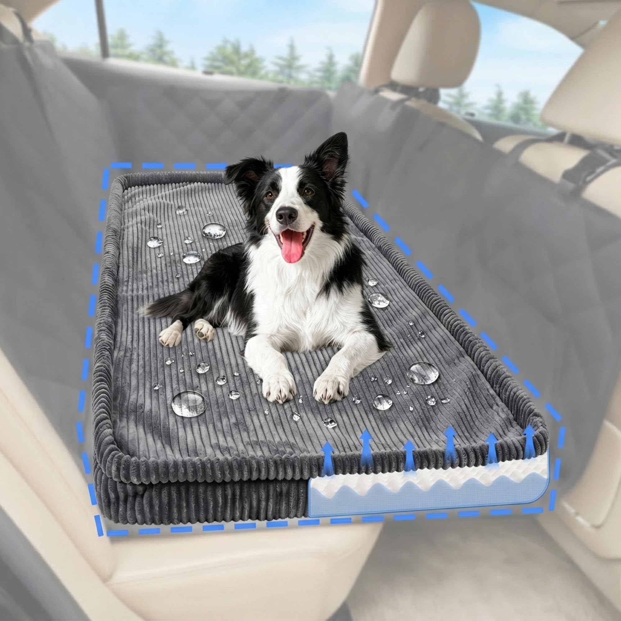 Hunde Autobett, rutschfeste Abnehmbar Hundedecke Auto Rückbank