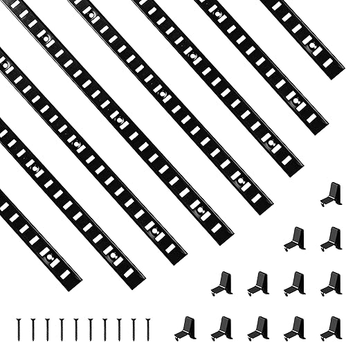 Miniatura 10 de Soporte ajustable para estante de 40 pulgadas, paquete de 8 tiras plateadas de pilastra para estantes, riel de estante, estantes de pared