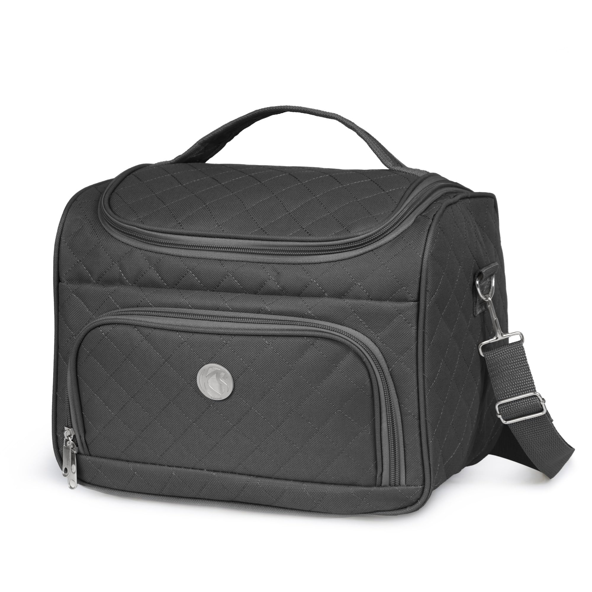 KINSTON – Vanity con Divisori Rimovibili – Beauty Case per Cosmetici con Scomparti e Manico, Organizer da Viaggio da Appendere, Borsa Portaoggetti – Grande Capacità - Nero