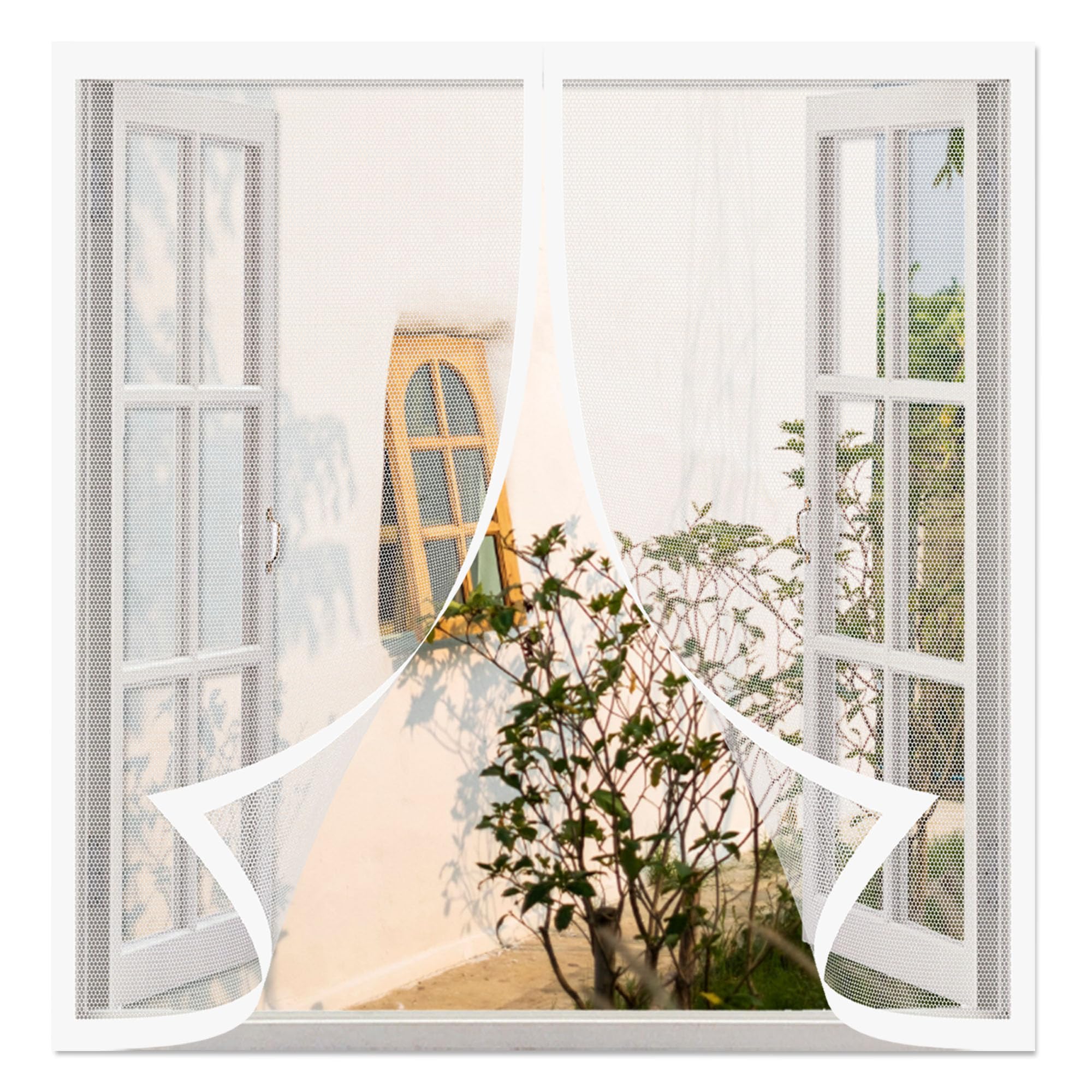 Magnetic Door Screen 100 x 172 cm Anti Mosquito Mesh Fly Curtain Without Drilling Keep Insects Out for Covering Windows and Doors, White