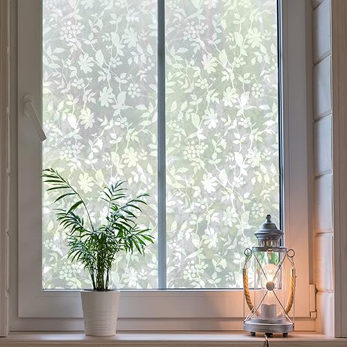 Miniatura 2 de ChicSkin Lámina de privacidad esmerilada de color blanco puro, calcomanías de vidrio adhesivas estáticas extraíbles para puerta de ventana de