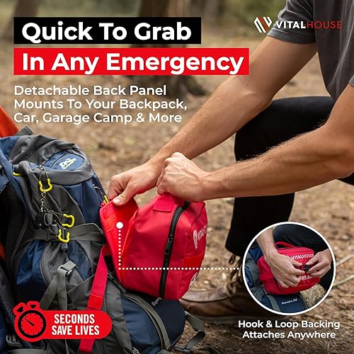 Miniatura 5 de Vital House Kit de primeros auxilios de 326 piezas  Kit médico profesional impermeable para trauma para emergencias, ideal para el hogar, oficina,