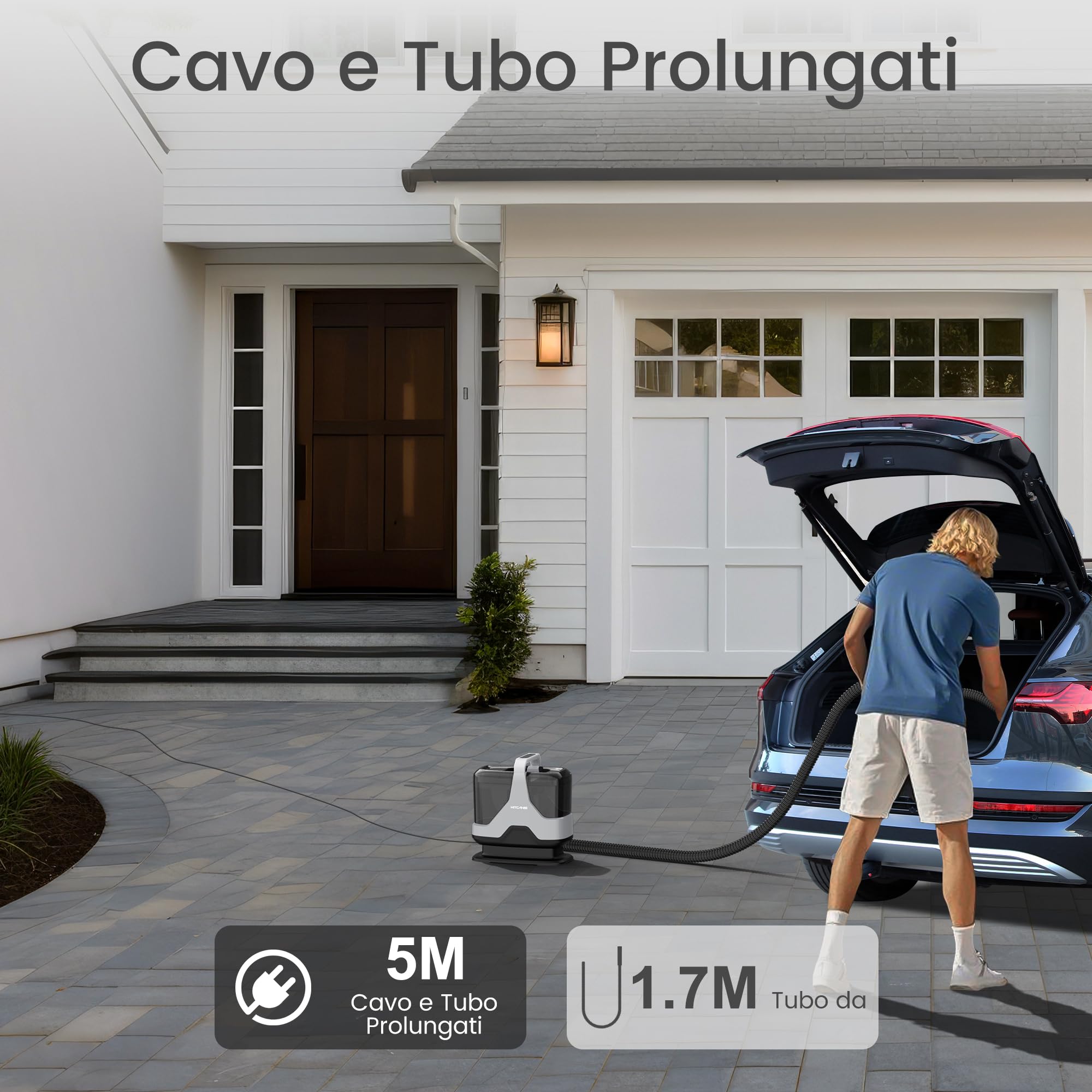 Kitcanis Lavatappeti 600W 78dB 15KPa Lava Tappezzeria con 4 Testine Intercambiabili, per Lavatappeti e Divani Lava e Asciuga, Auto, Moquette, Animali, Materassi e Altro