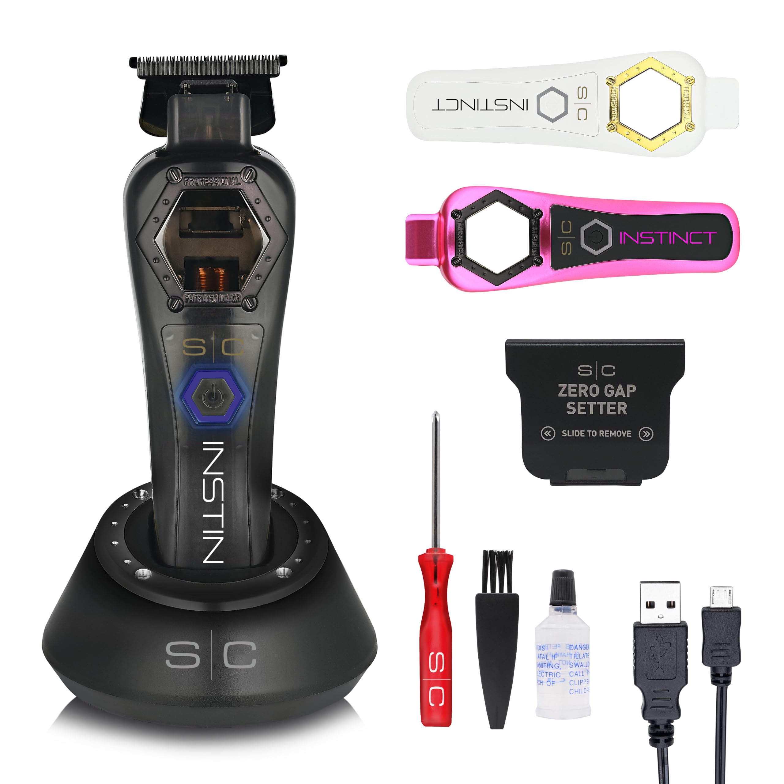 Cortapelos Hombre Profesional Stylecraft Instinct Trimmer Metal de Gamma Più, Cortadora de Pelo con Par Controlado Electrónicamente, 180 Min Autonomía, Cuchilla Ajustable 0 Gap, Carcasa de Metal