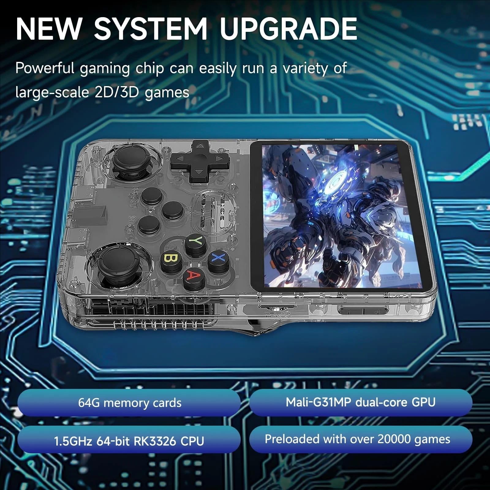 Upgrade Retro Konsole Handheld Spielkonsole, Portable Handheld Video Games mit Klassischen Spielen, 3.5-Zoll-Bildschirm, Tragbarer Videospielkonsole Retro Handheld Konsole (64, GB)